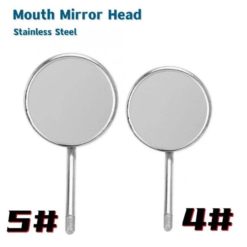 12Pcs/box Dental Mouth Mirror Head Stainless Steel Cone Socket #4 #5