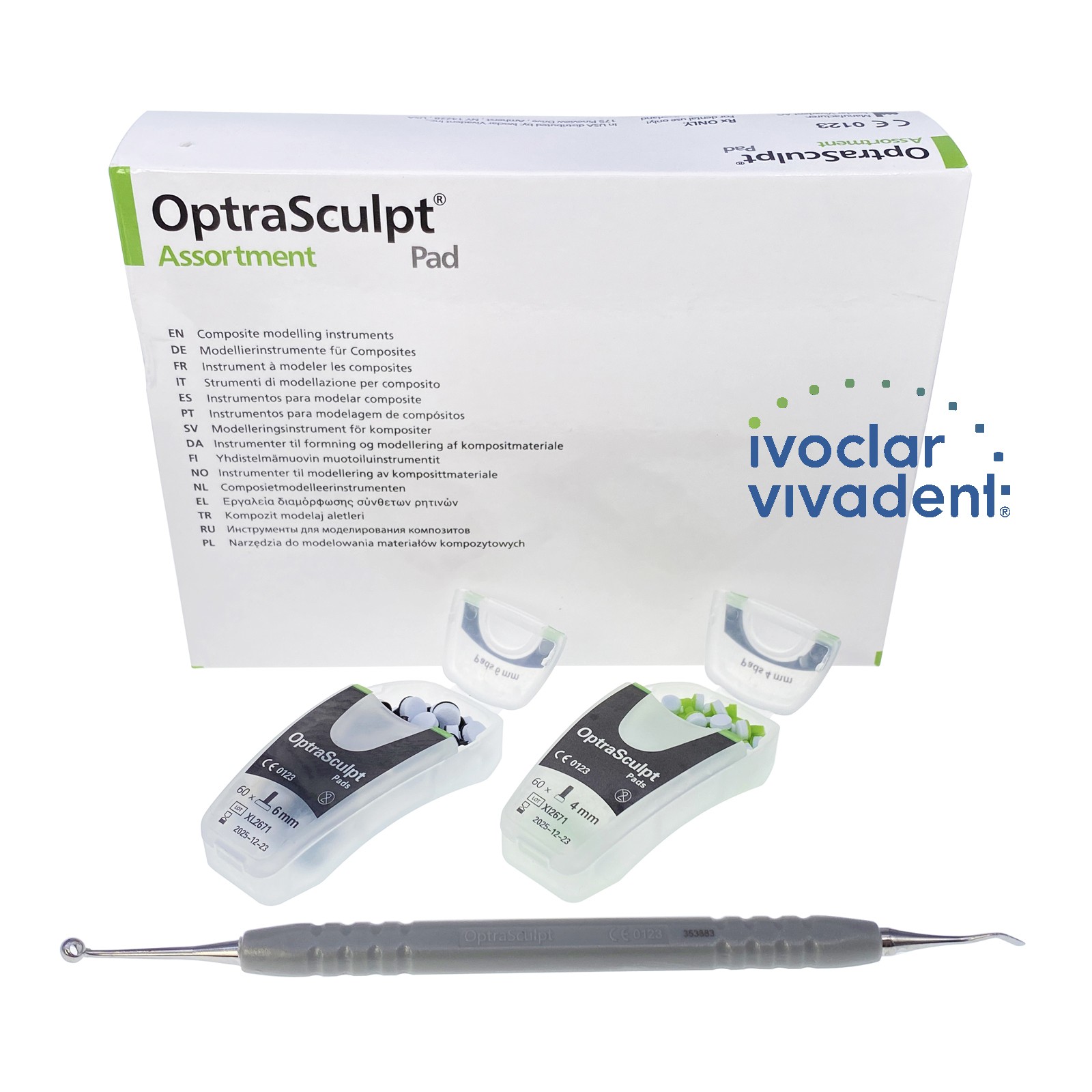 1set Dental Composite Resin Fill Handle Spatula Foam Veneer OptraSculpt Pads Kit