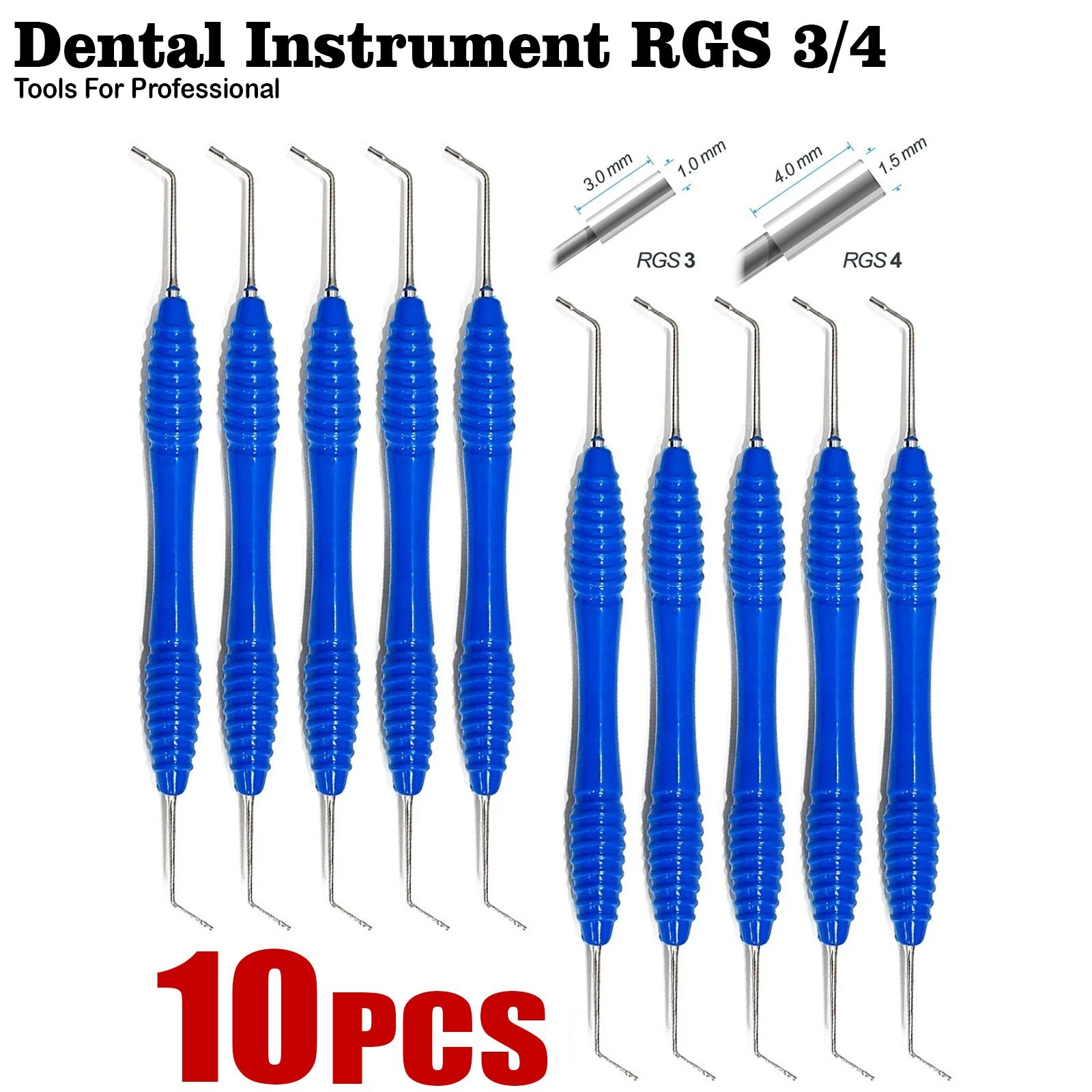 X10 Dental Instrument RGS 3/4 Silicone Handle Depth Dimensions for Restoration