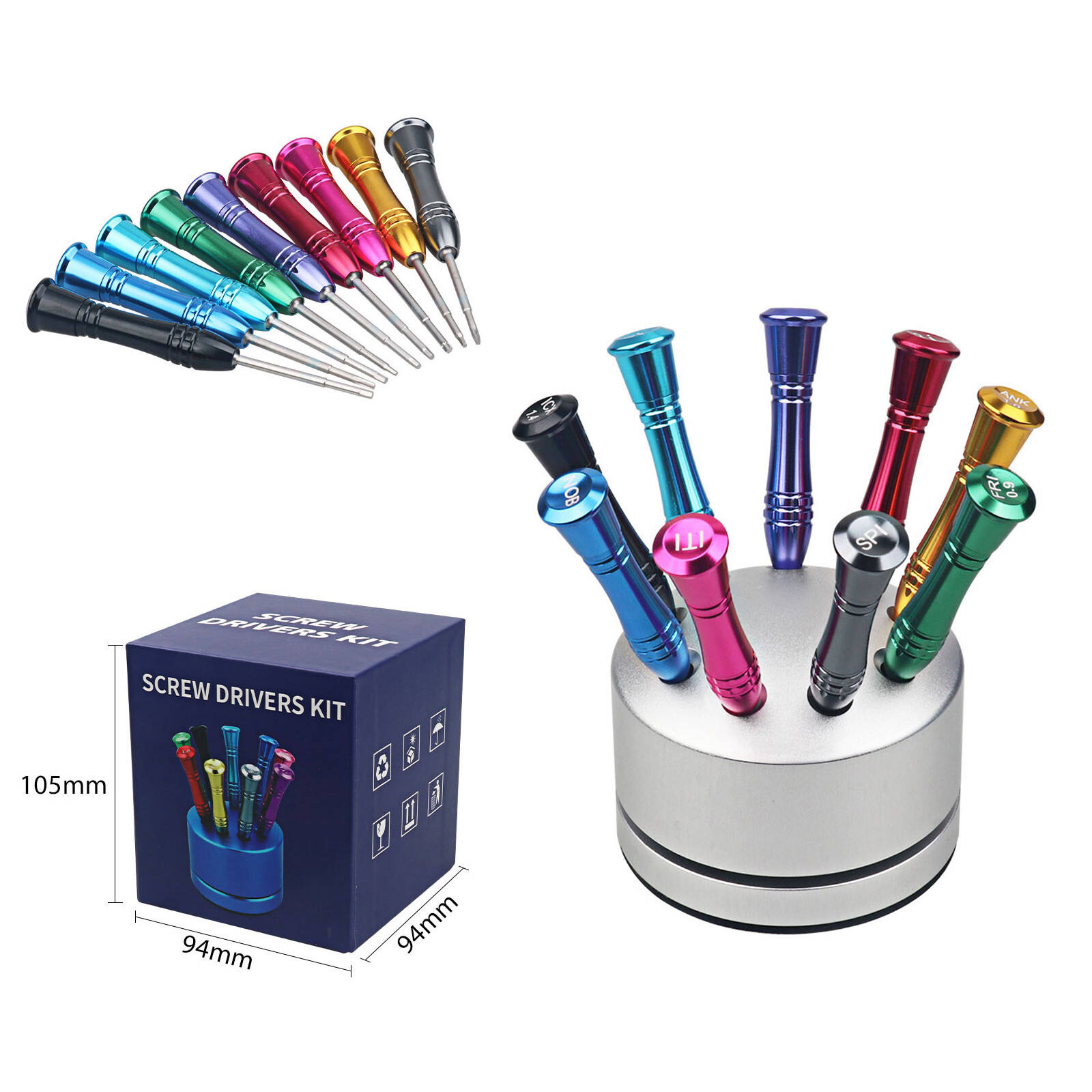 9Pcs/set Dental Implant Screw Drivers Kit Abutment Dentistry Tool with Stand Box