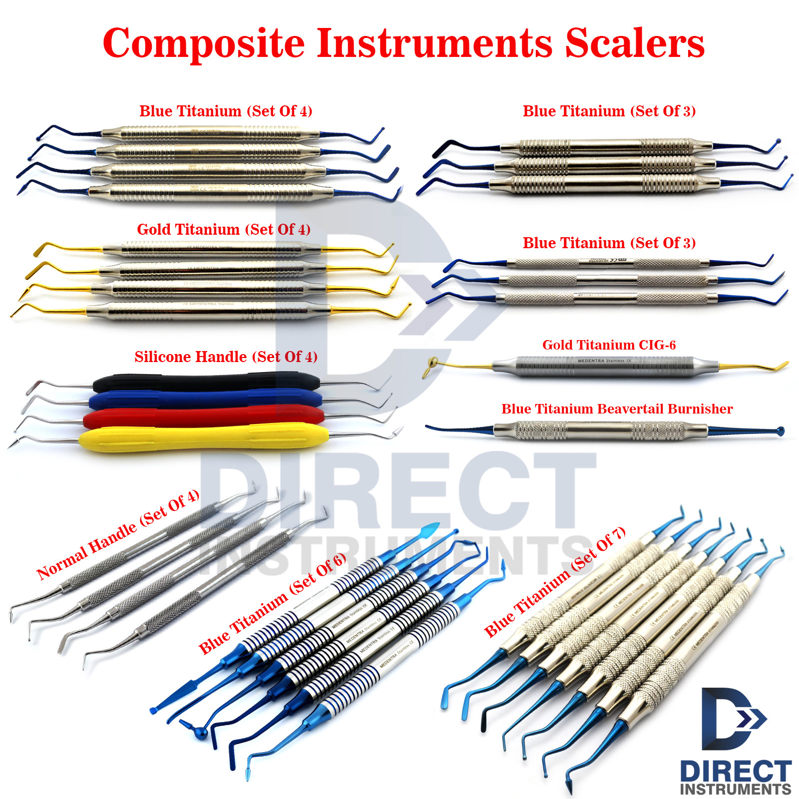 MEDENTRA Range of Dental Composite Filling Instruments Kit Restoration Placement