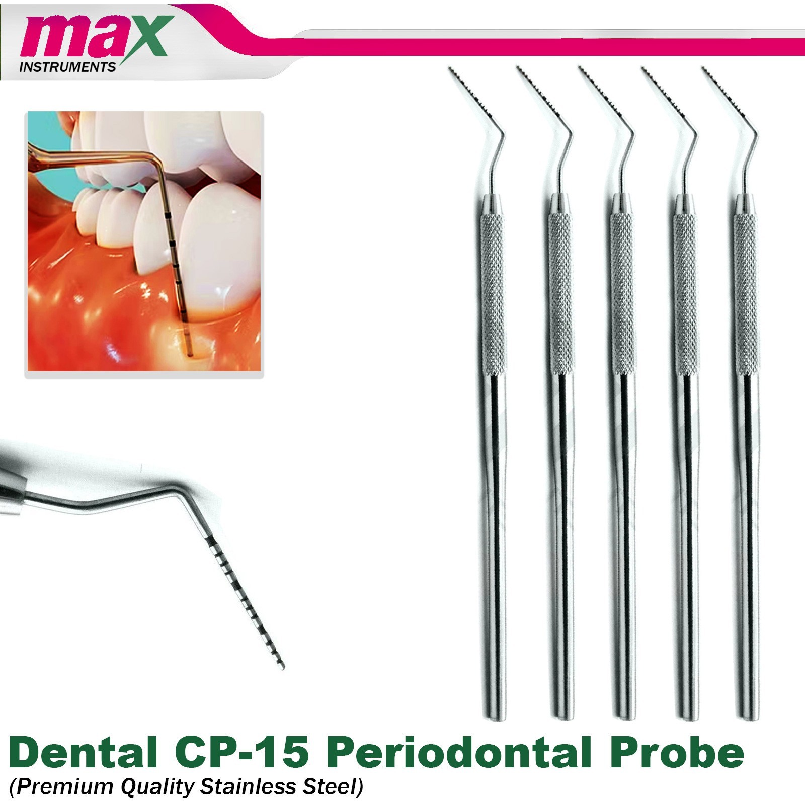 Dental CP-15 Periodontal Probe BPE Markings Color-Coded Screening Explorer – X5