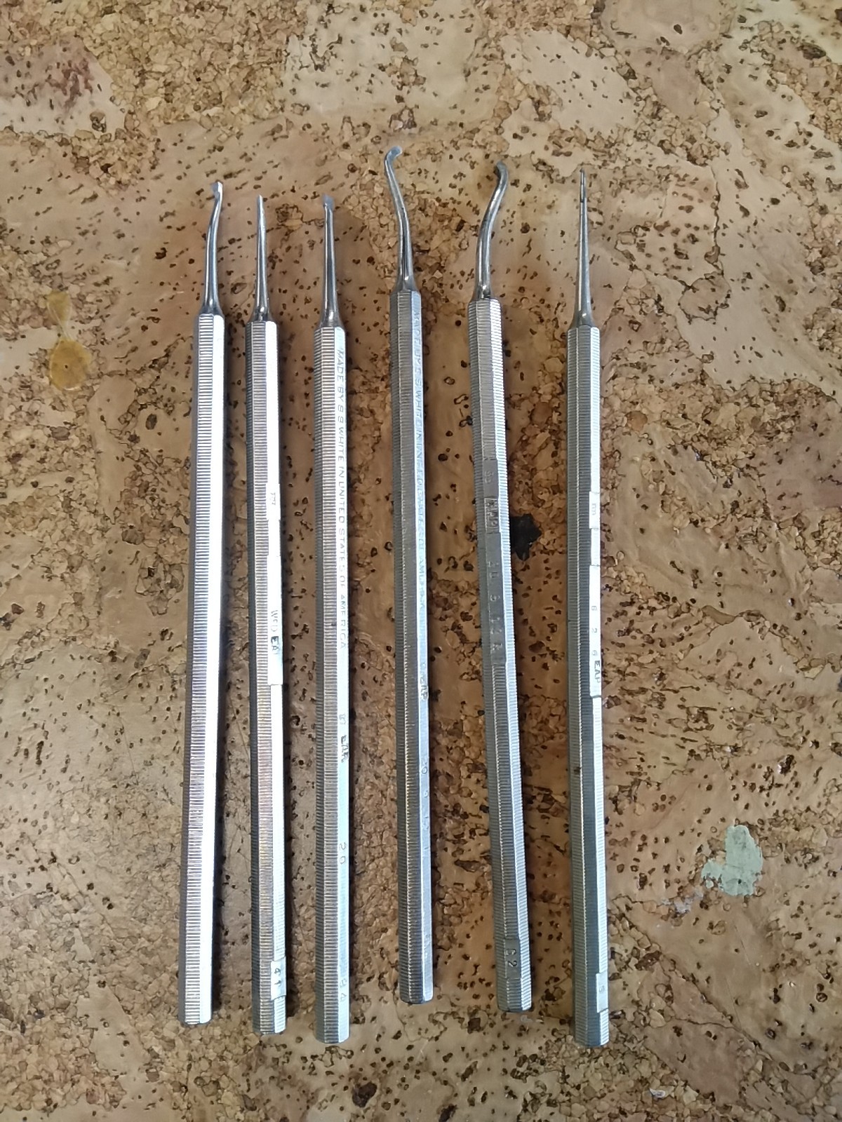 SS WHITE TARNO USA PICK LOT OF 6 VINTAGE DENTAL INSTRUMENTS