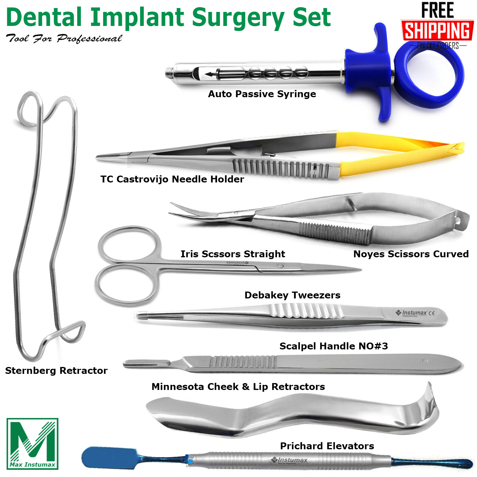 Dental Implant Tunneling Instruments Modified Set Vista Papila Tunnel Technique