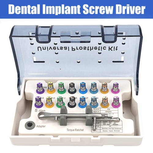 Dental Universal Implant Prosthetic Kit Torque Wrench Screw Drivers Remover Box