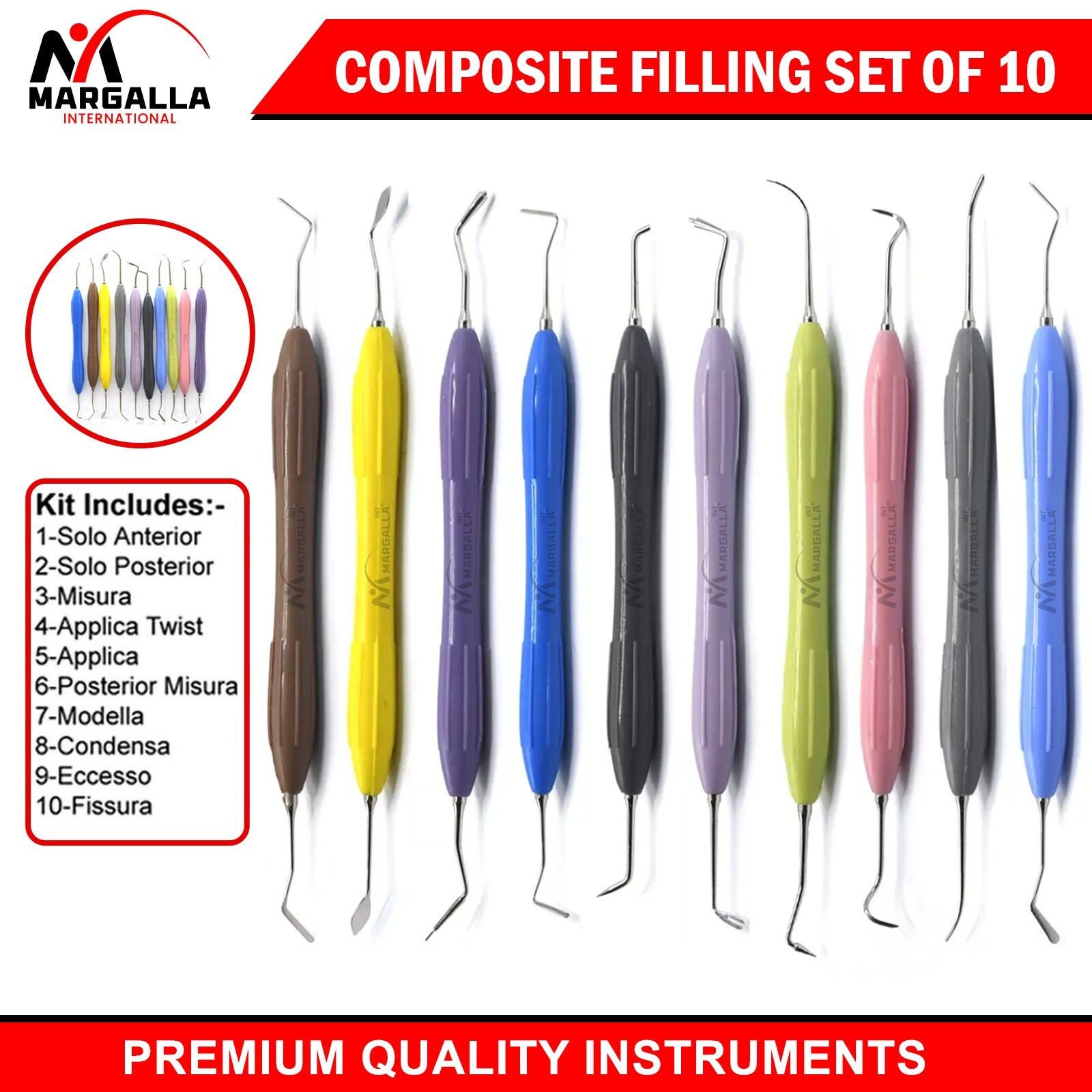 Dental Composite Filling Instruments Colorful Silicone Handle Restorative Tools
