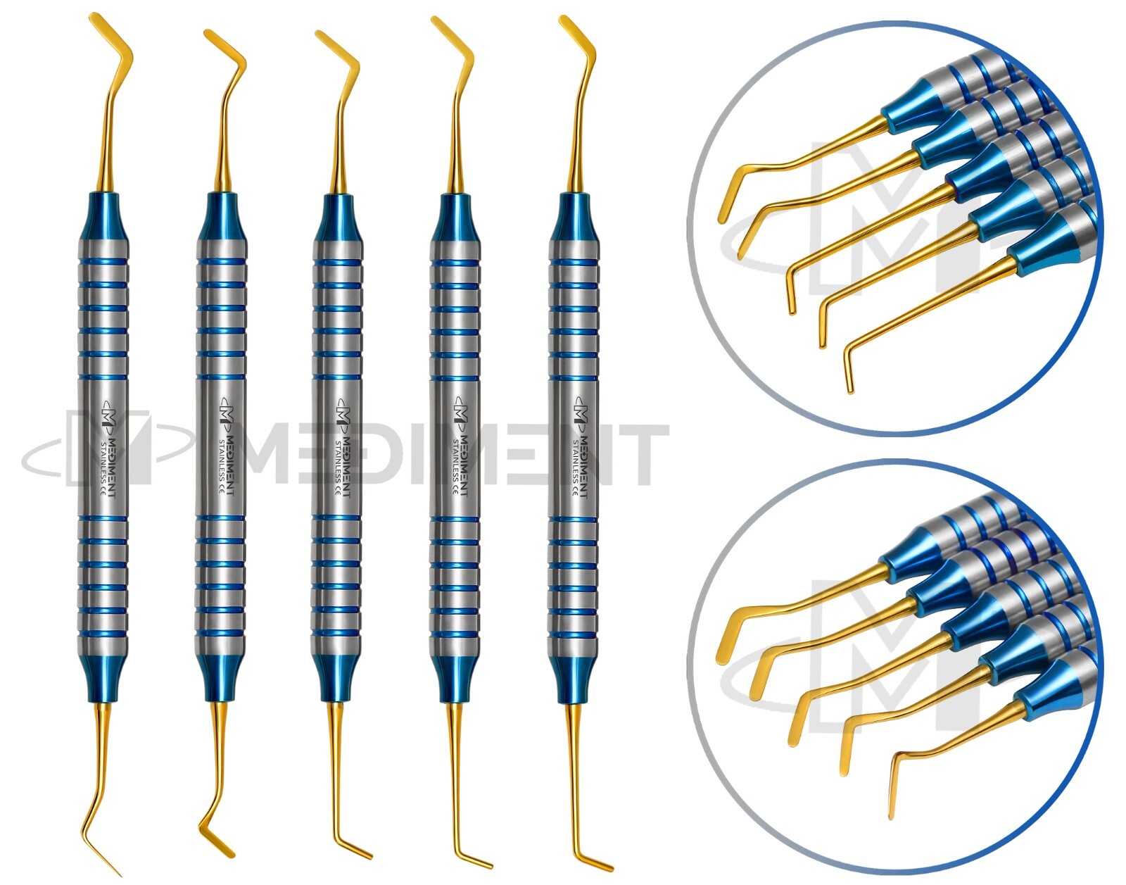 5 Pcs Dental Composite Filling Instrument Gold Titanium Coated Restorative Kit