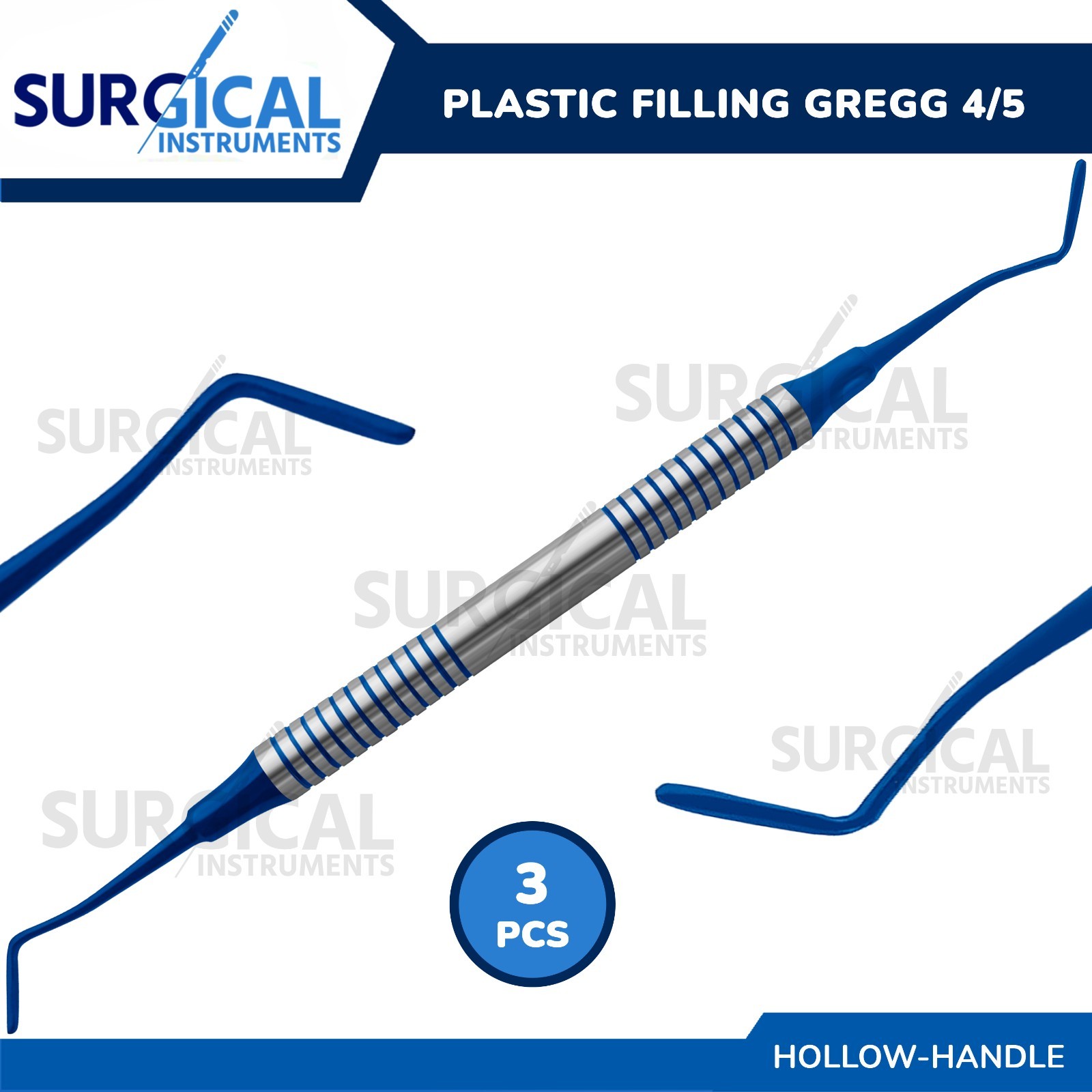 3 Plastic Composite Filling Instrument Gregg 4/5 Blue Tips Hollow HNDL German Gr