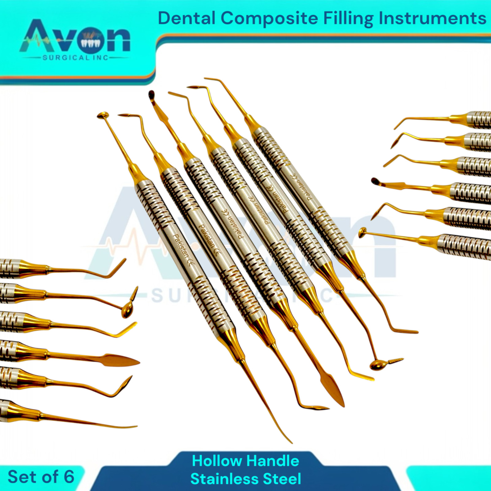 Double-Headed Resin Composite Filling Instruments Spatula Picks – Stainless (6x)