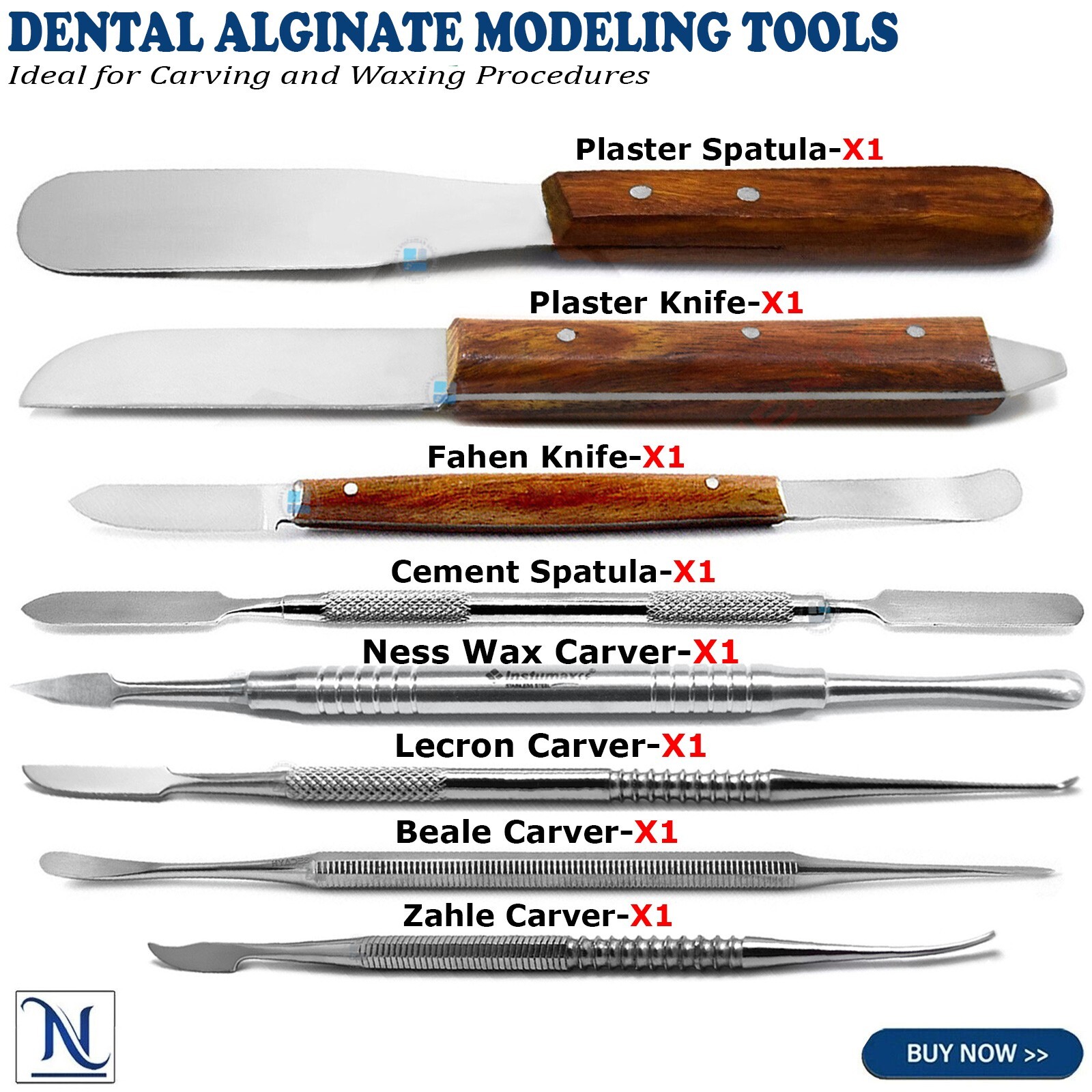 8Pcs Dental Alginate Wax Modelling Laboratory Set Carvers Cement Spatula Knife