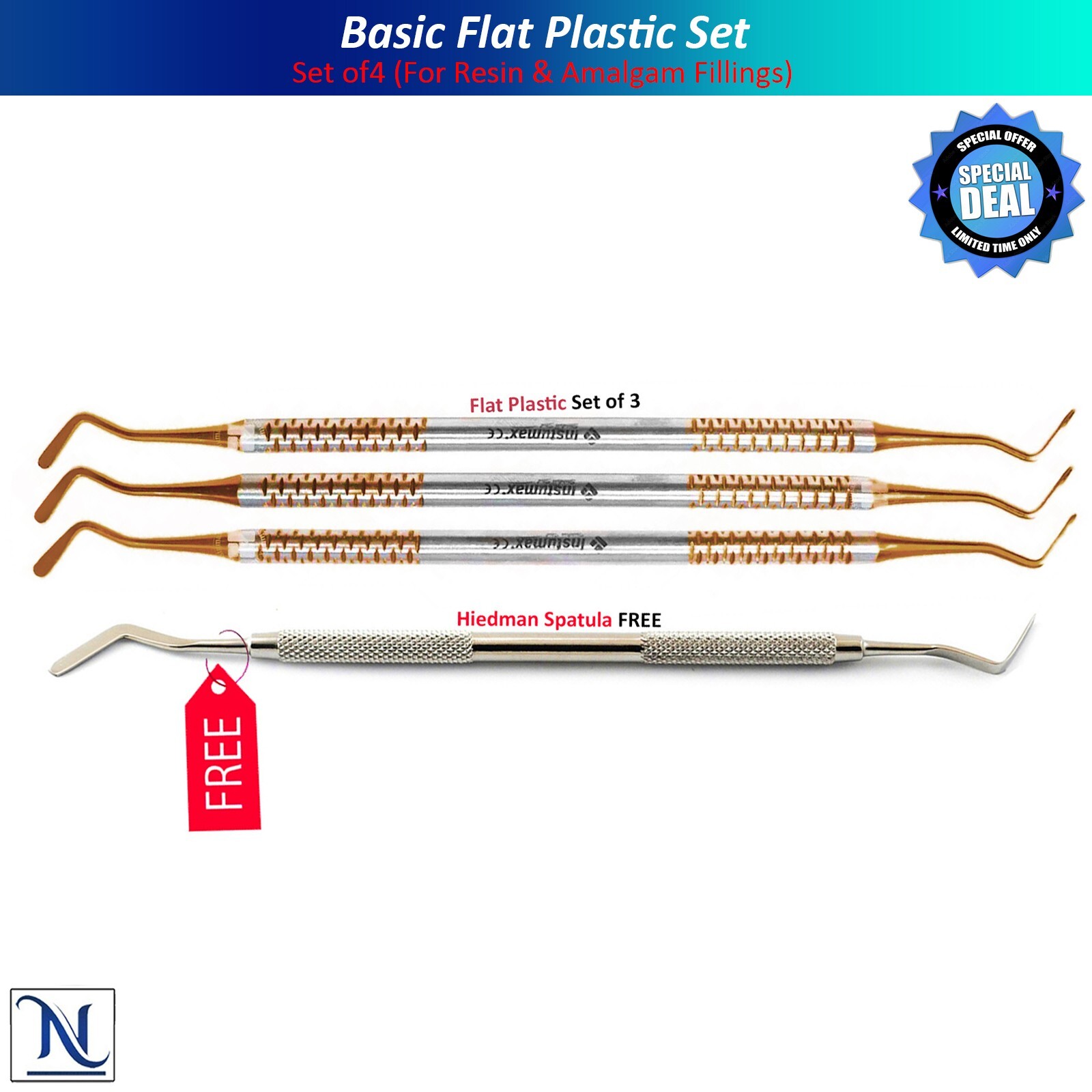 Flat Plastic Spatulas Instruments | Rose Gold Coated With FREE Heidemann Spatula