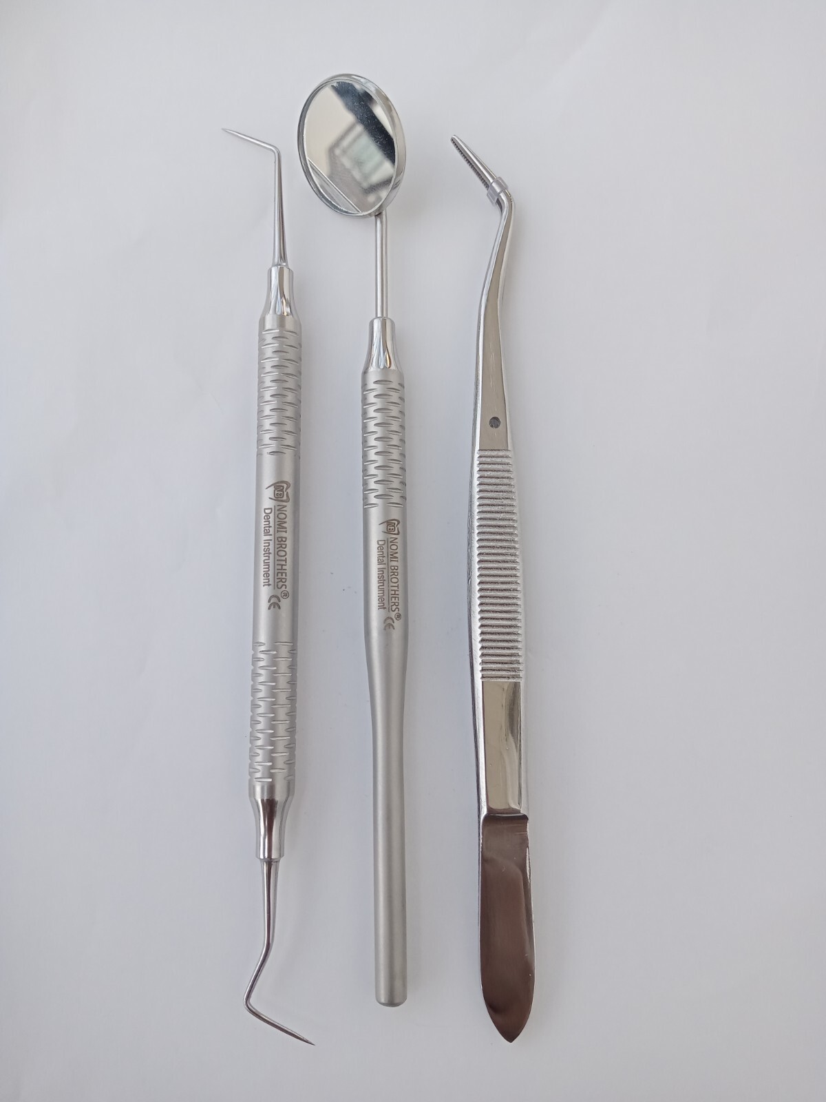 Basic Examination Dental Set of 3 Hygiene Kit With mouth mirror tweezers probe
