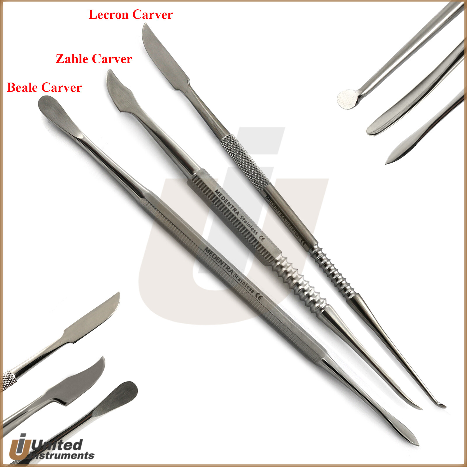 Set Of 3 Zahle Beale Lecron Carver Lab Technician Tool Dental Waxing Instruments