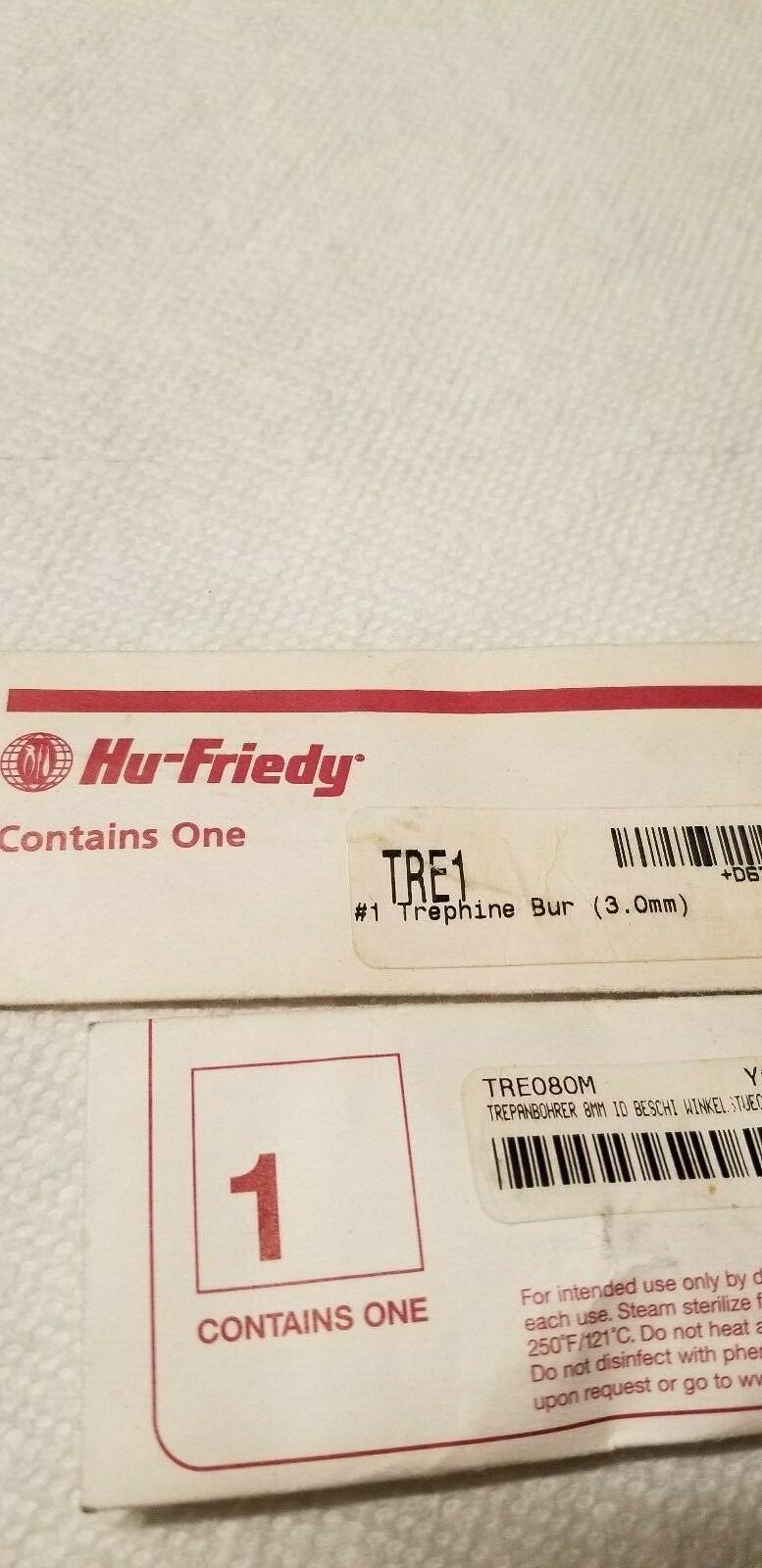 Dental Implantology #1 & #8 Trephine Bur TRE1 &TREO80M Hu-Friedy ORIGINAL