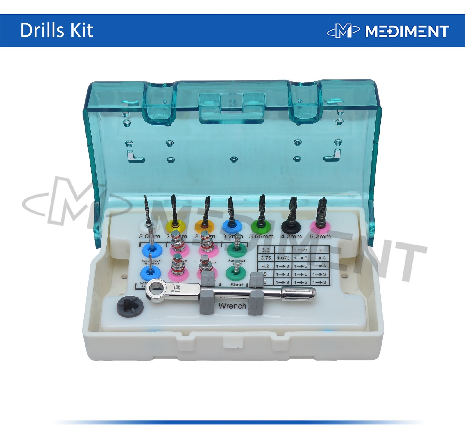 Dental Drill Kit 15 Pcs With Plastic Sterilization Box