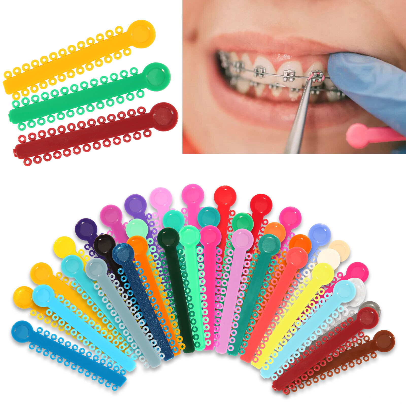 1040pcs/bag Ortodoncia Dental Ligadura Lazos Bandas Elásticas, para Brackets new