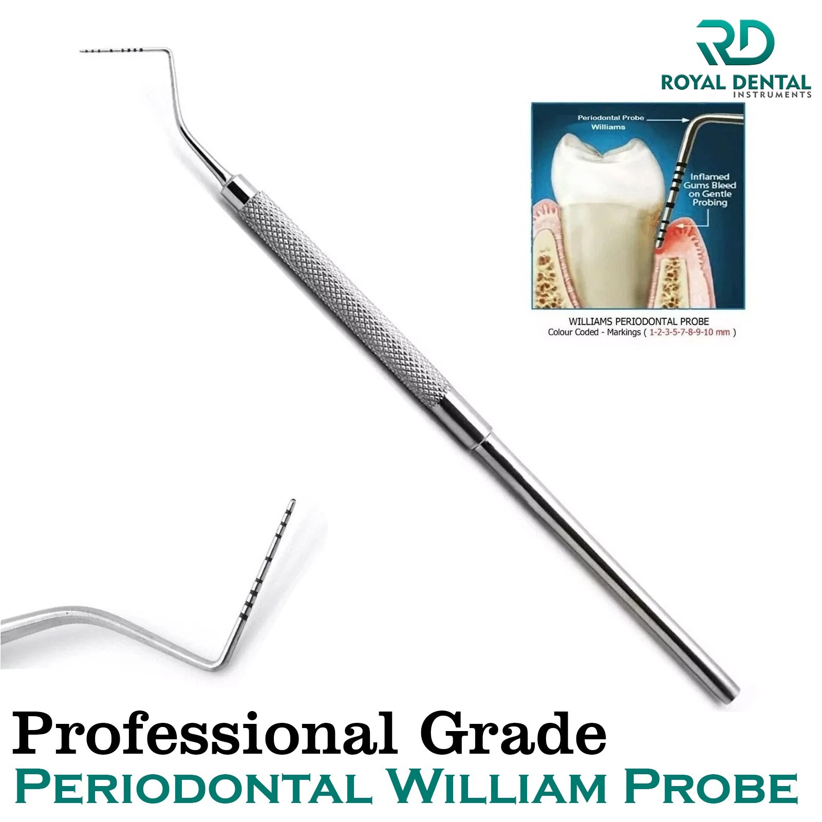 Dental Periodontal William Probe Tooth Pocket Depth Measuring Perio Probes Set