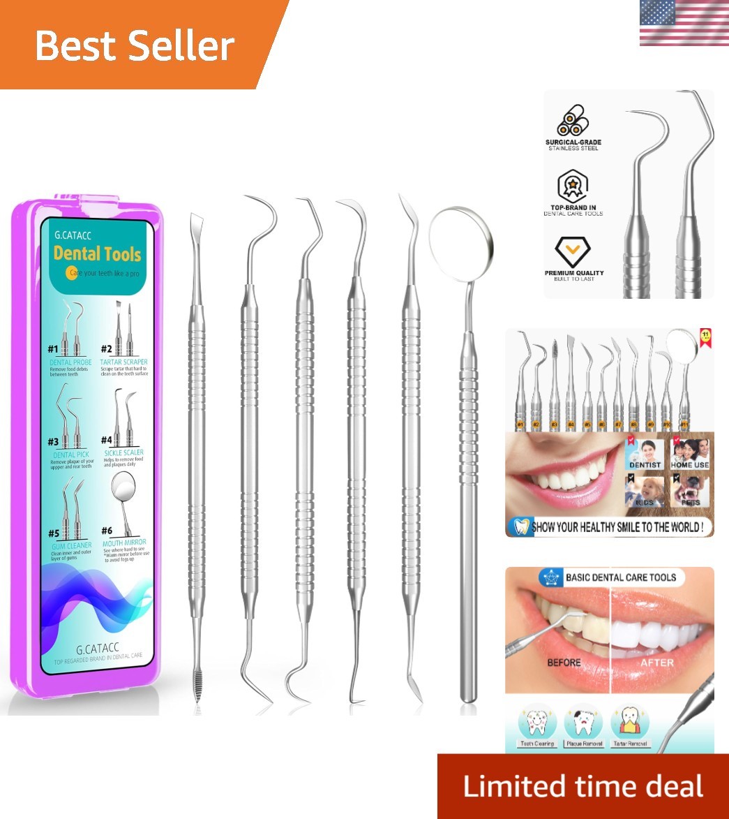 Ergonomic Dental Hygiene Set – Pro Picks, Scraper, and Travel Case Included