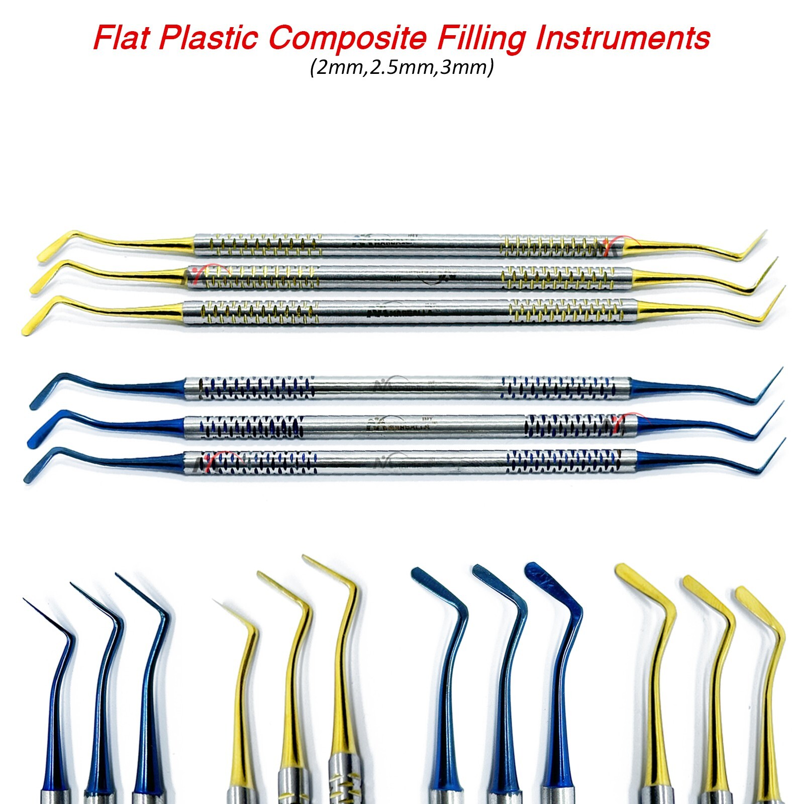 Dental Filling Composite Instruments Plugger Flat Plastic Gold Tip Restoration