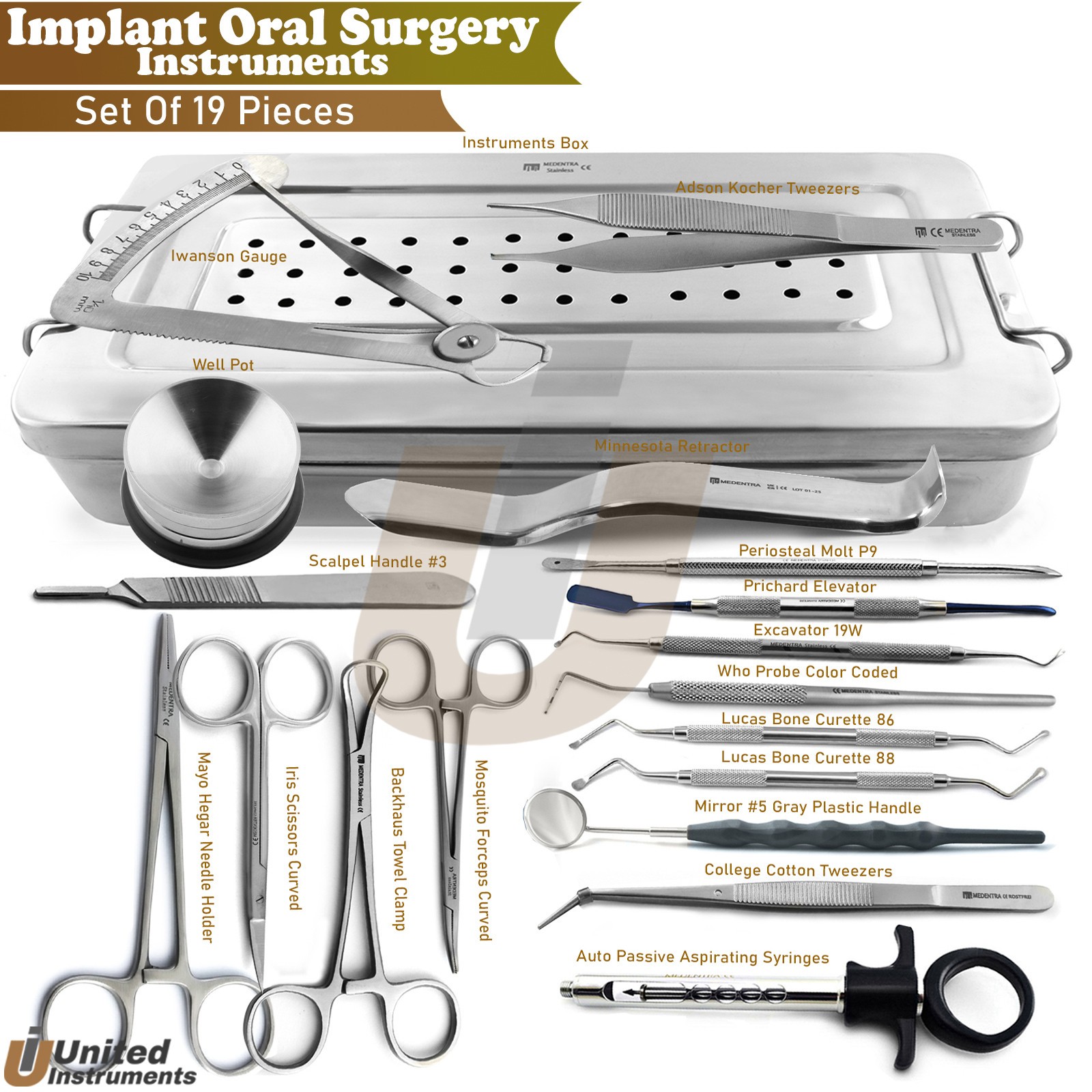 Kit quirúrgico para implantes dentales – Caja de instrumental para cirugía oral