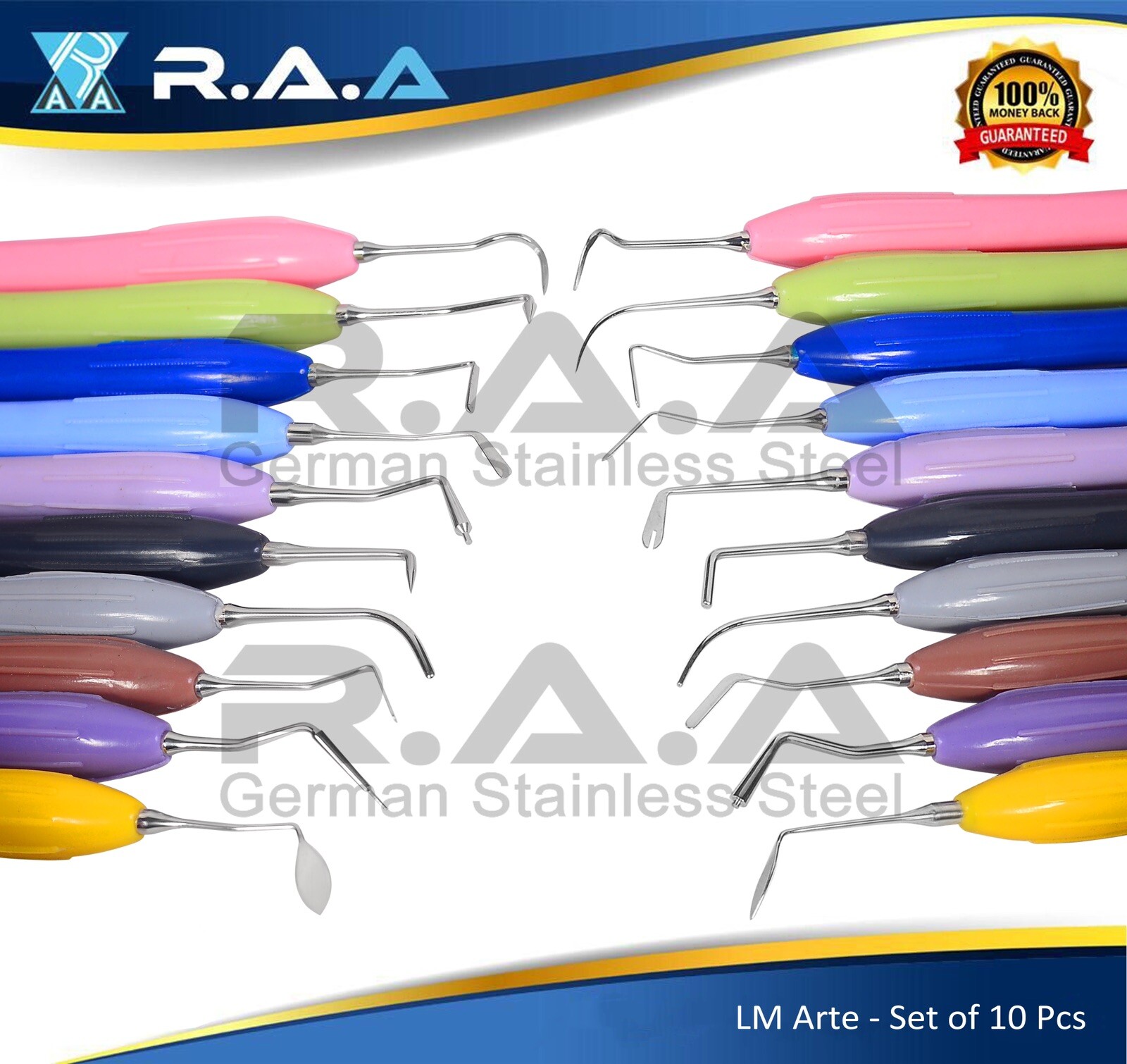 Set of 10 Dental Composite Filling Instruments Silicone Handle Top Quality