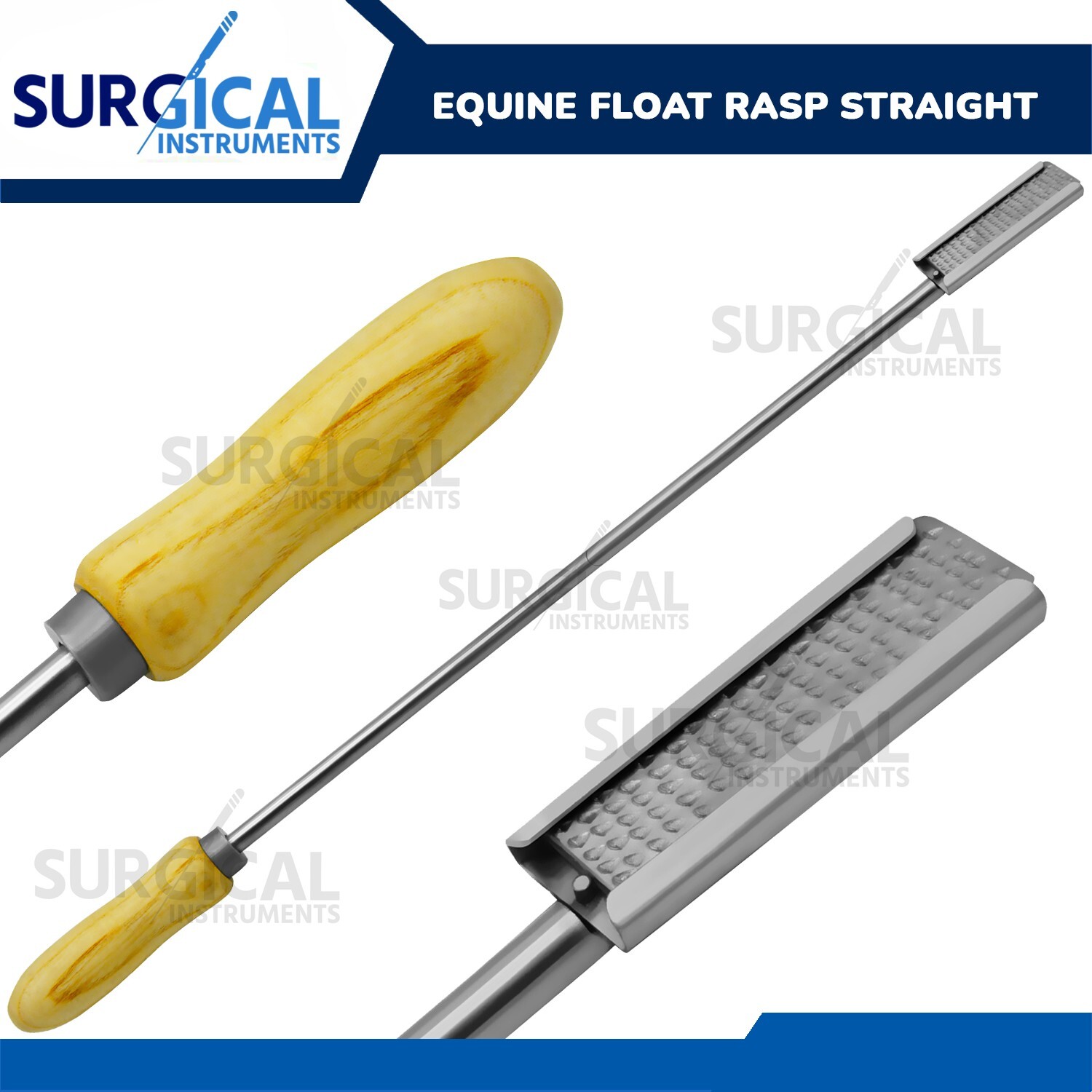 Veterinary Equine Dental Float Rasp Straight with Wooden Handle German Grade