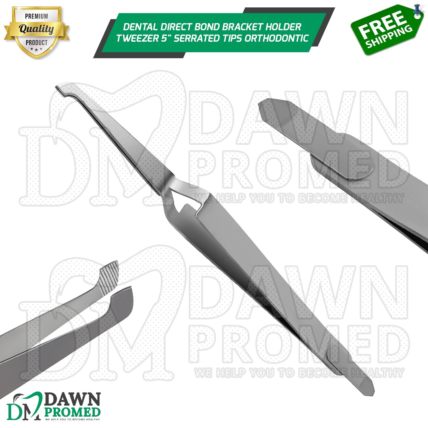 Dental Direct Bond Bracket Holder Tweezer 5″ Serrated Tips Orthodontic German Gr
