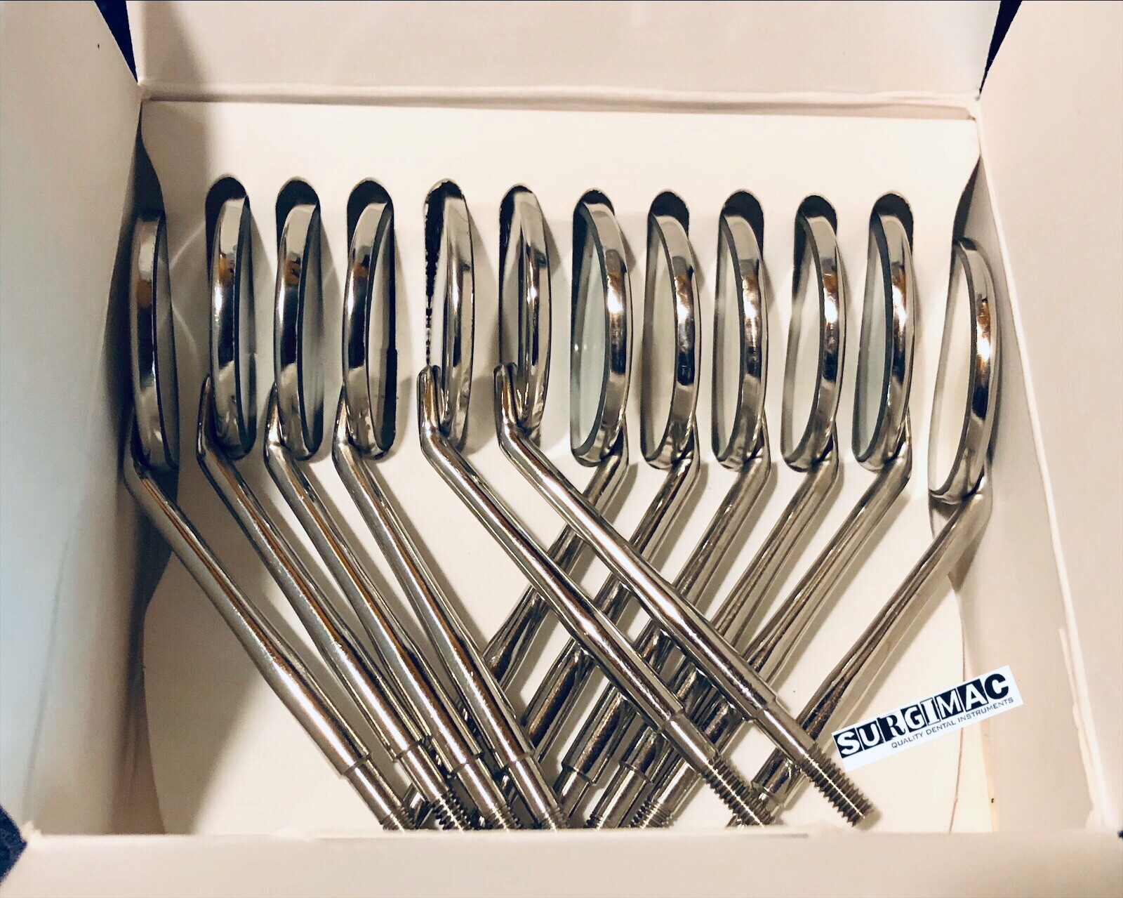 12 Dental Mouth Mirrors #5 Cone Socket with 1 FREE Handle