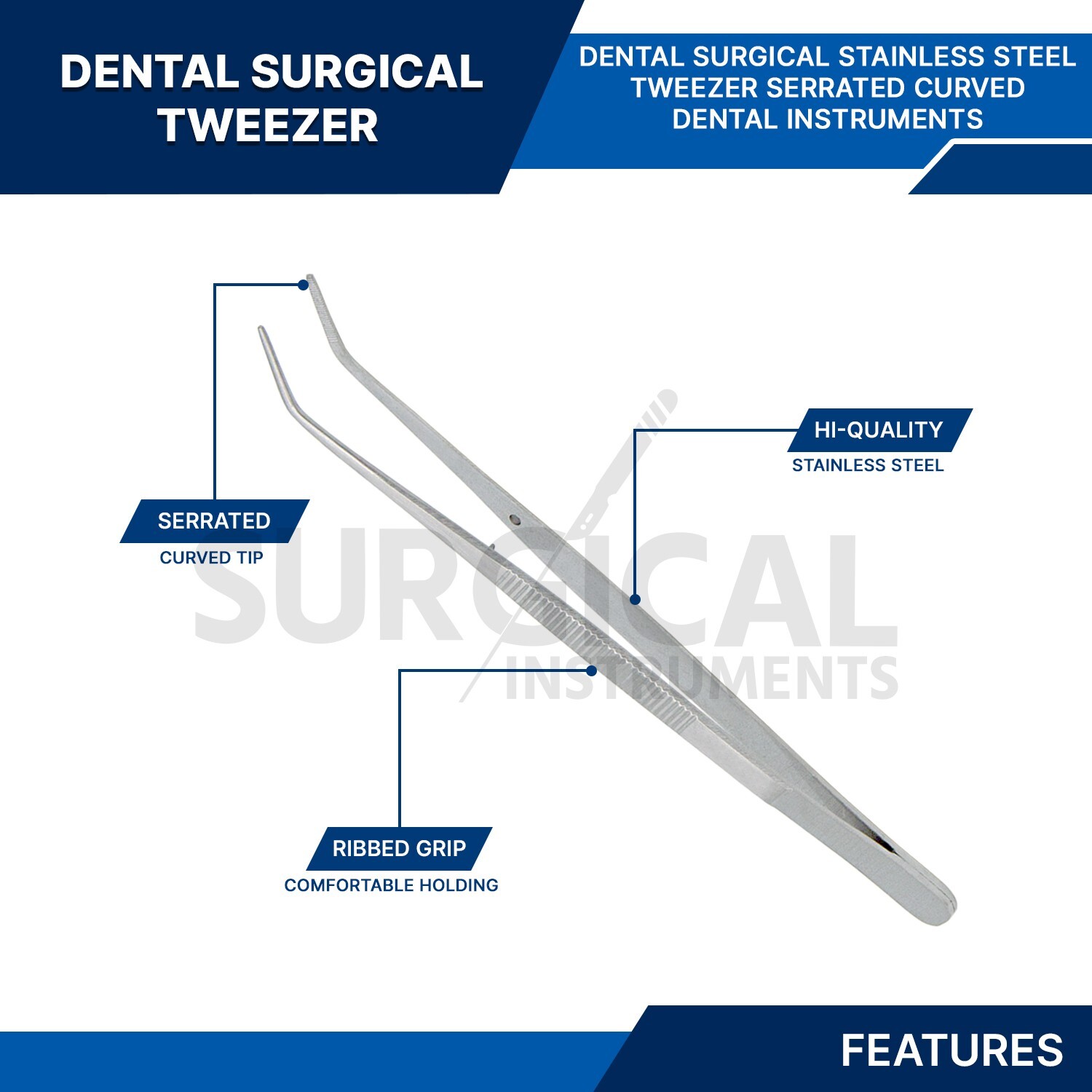 90 Basic Dental Set With Scaler Tray, Mouth Mirror, Explorer #5, Cotton Plier
