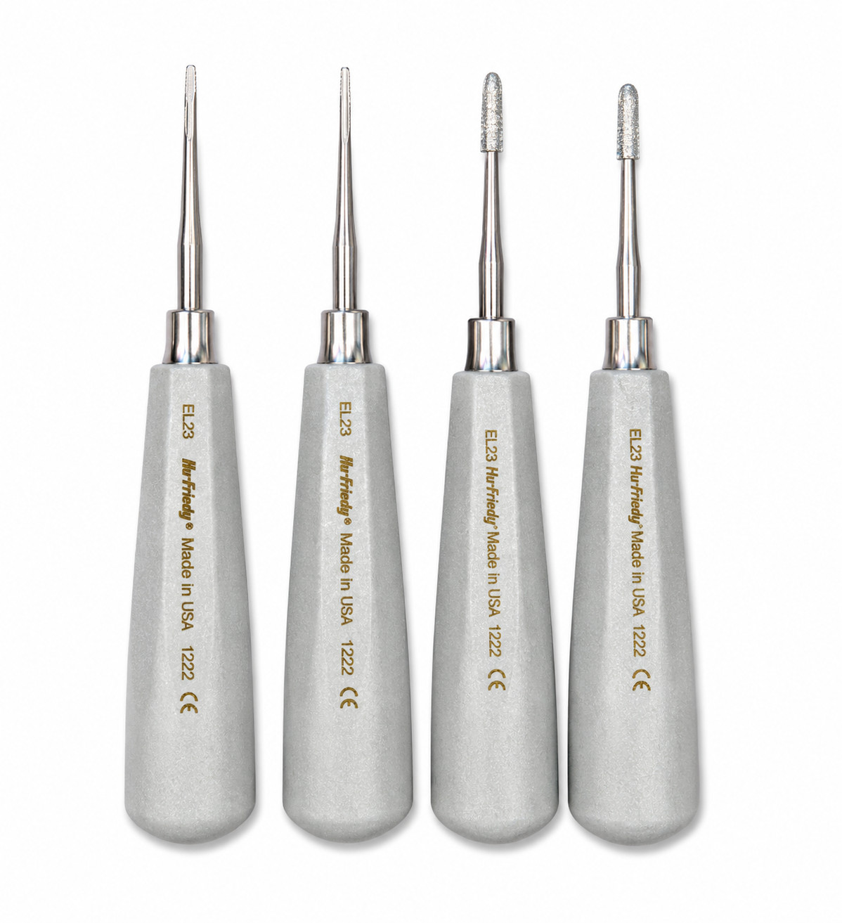 Lot of 4 Hu-Friedy Straight Luxating Elevators 2mm 3mm Dental Instruments