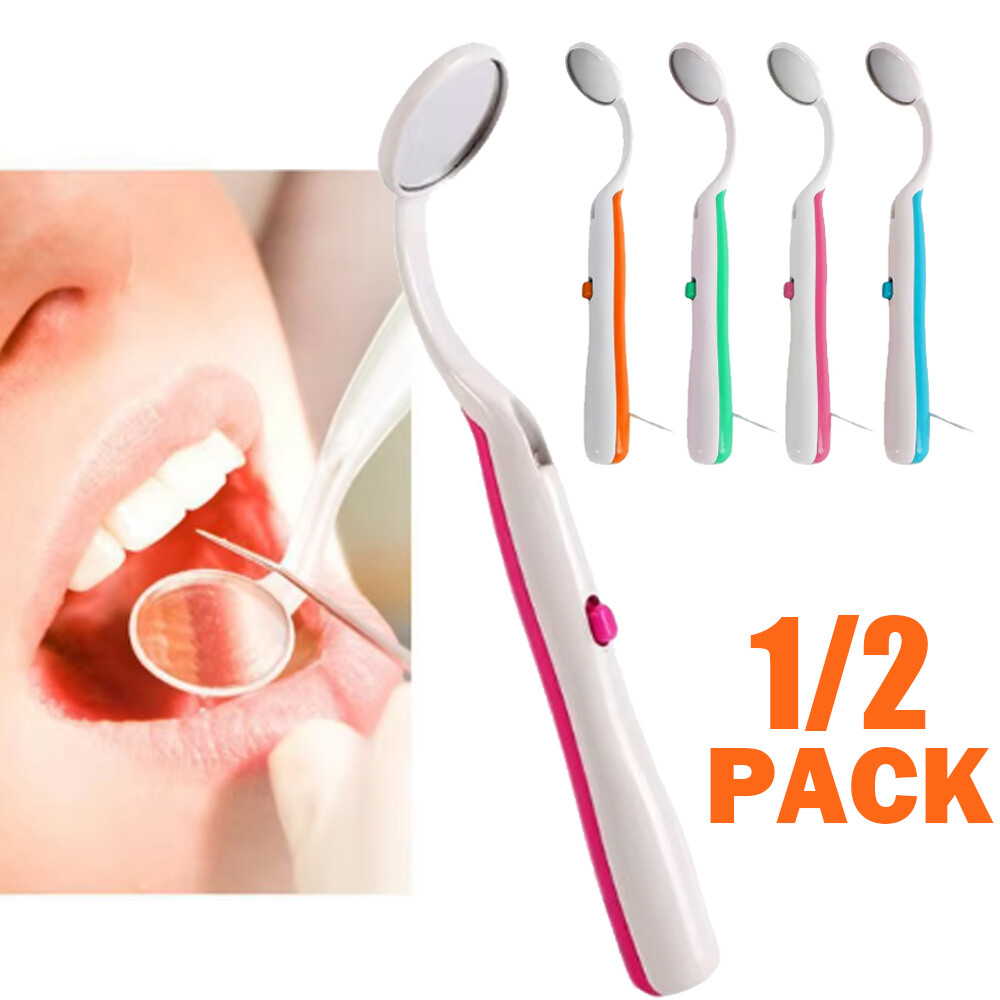 1/2pc Dental Mirror with Light Tool LED Lighted Teeth Inspection Mirror Anti Fog