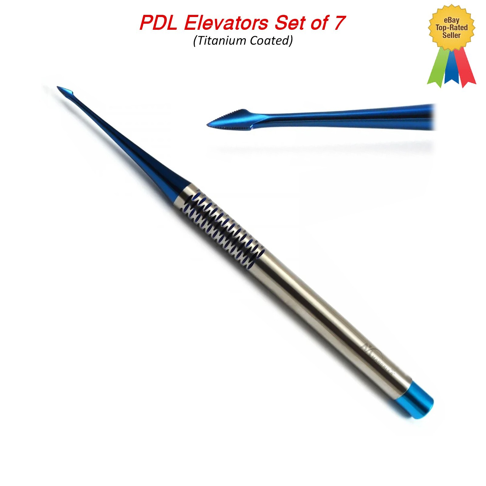 Dental PDL Luxating Root Elevators Set of 7-PCS Periotomes Tips Titanium Coated