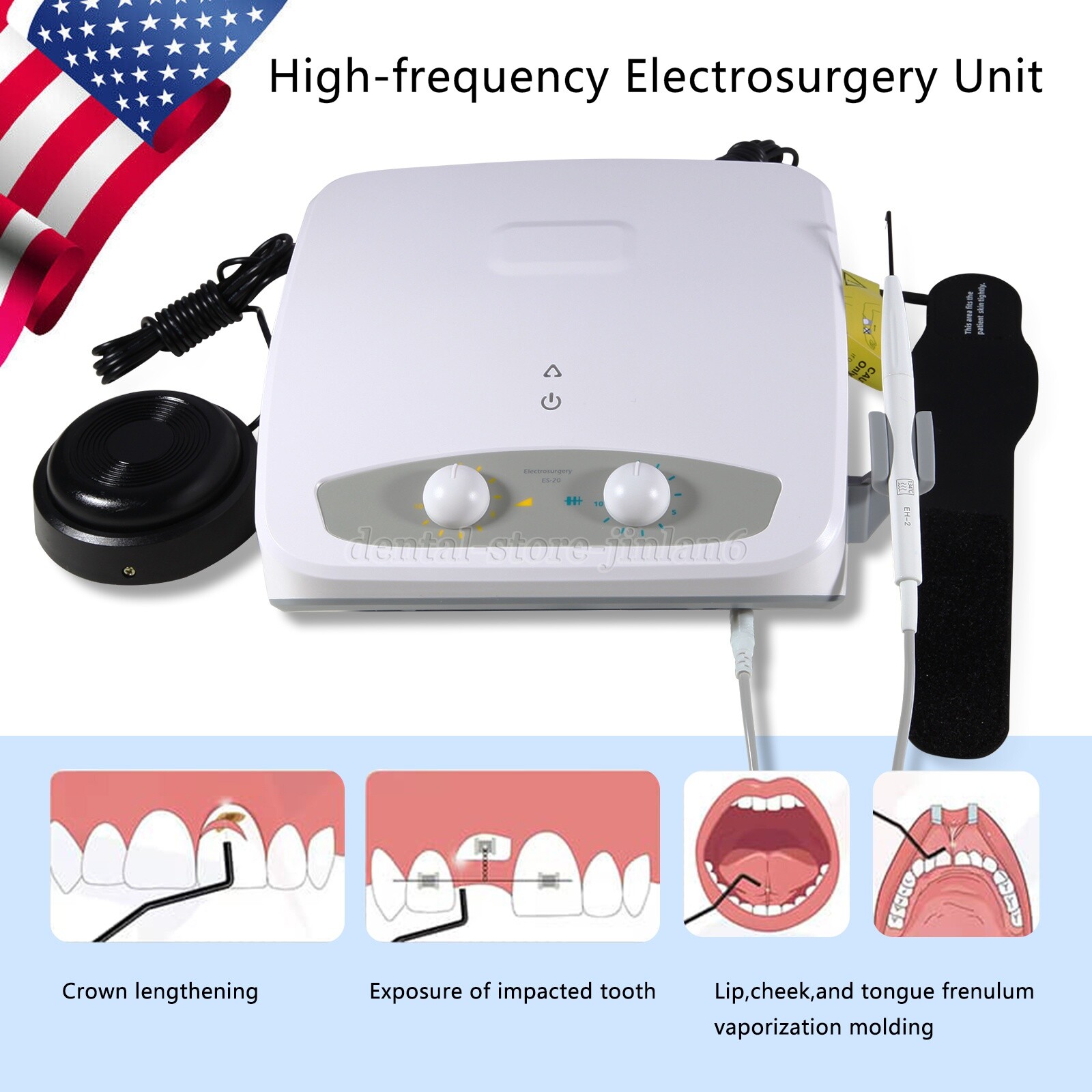 Dental High-frequency Electrosurgery Unit ES-20 Electricity Knife 7 Tips NEW