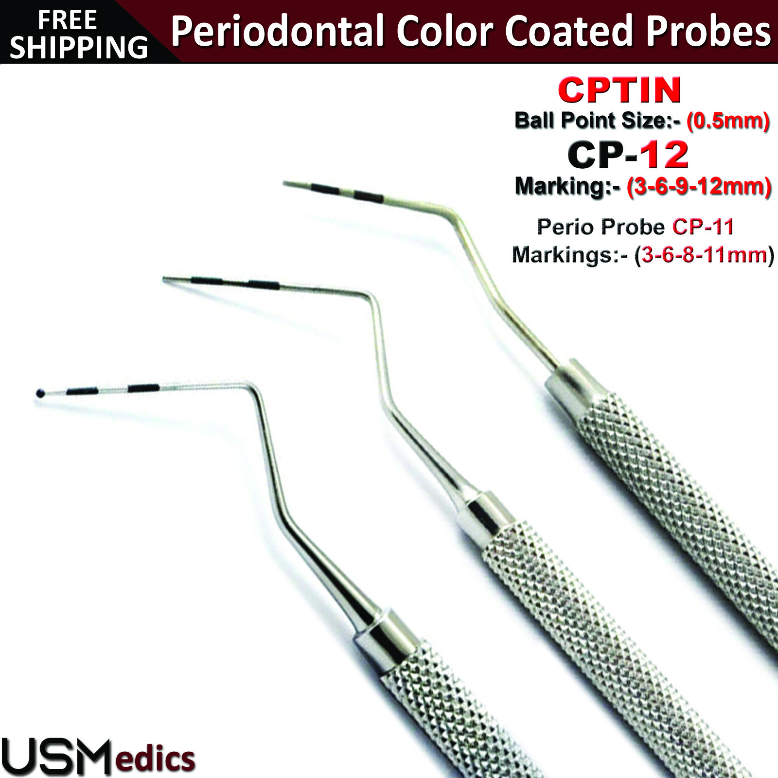 Tooth Pocket Depth Measure Probe Diagnostic calculus measure gingival recession