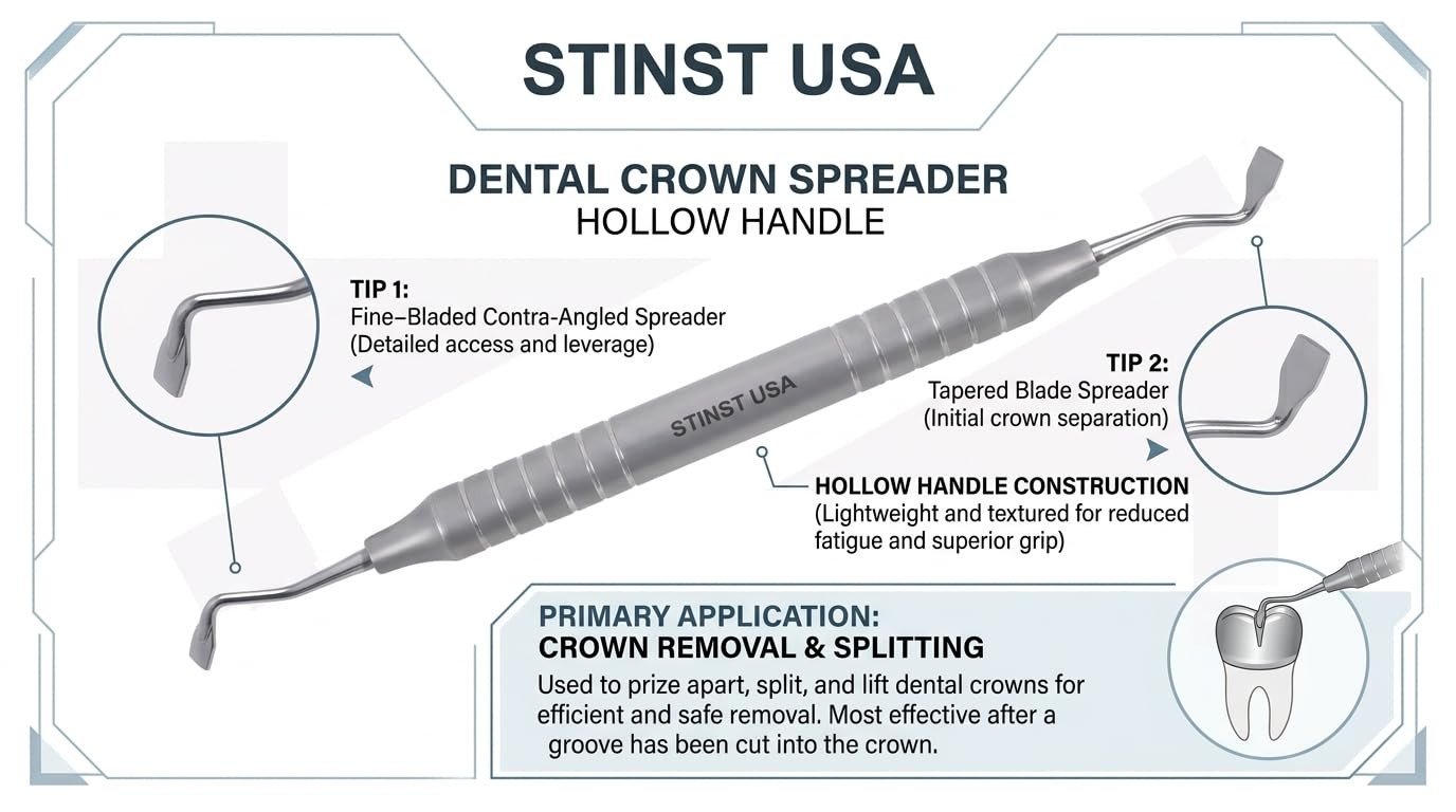 Dental Crown Spreader & Bridge Remover – Ergonomic Round Handle 7408