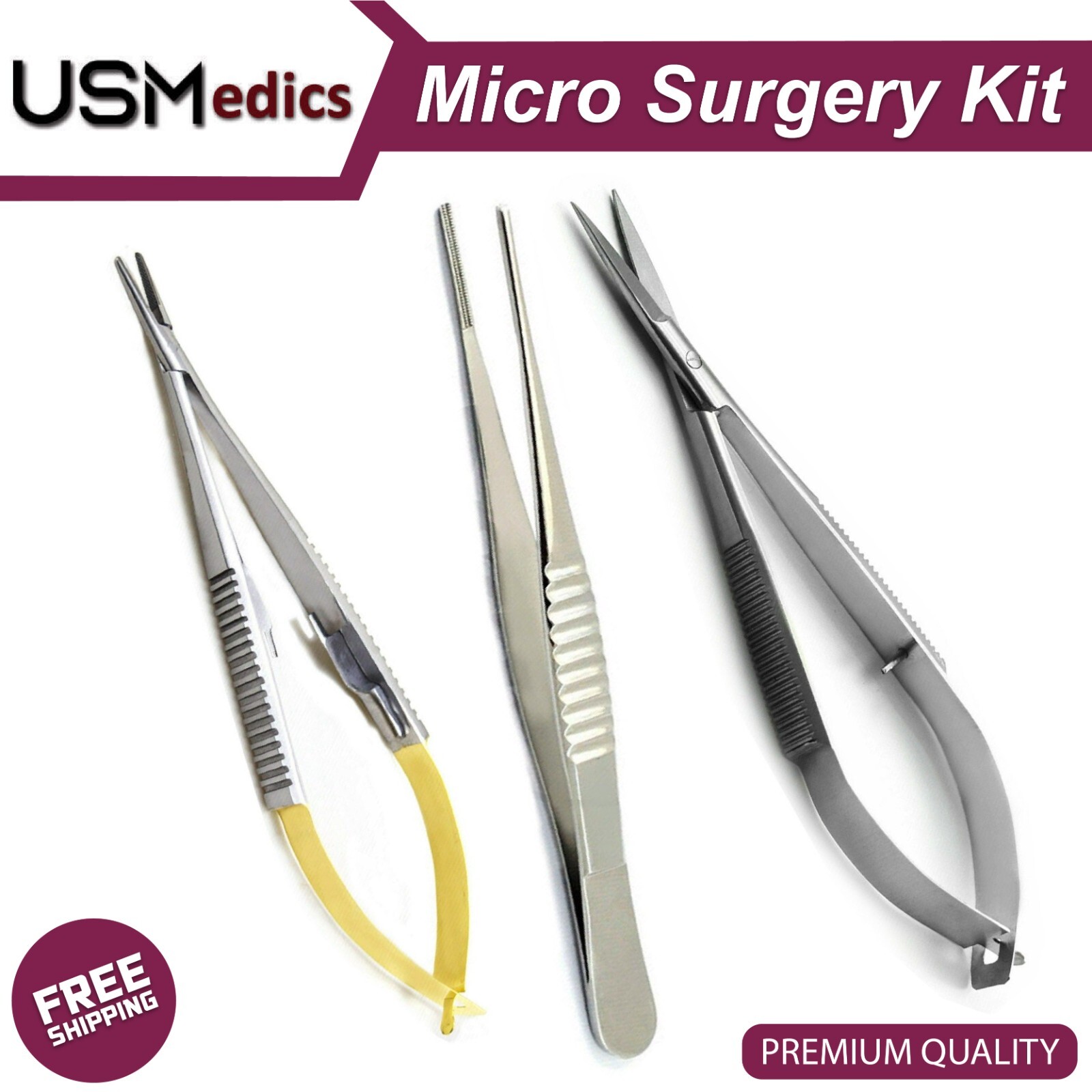 Dental Microsurgery Kit Surgical Suture Forceps Dressing Tweezers Scissors CE