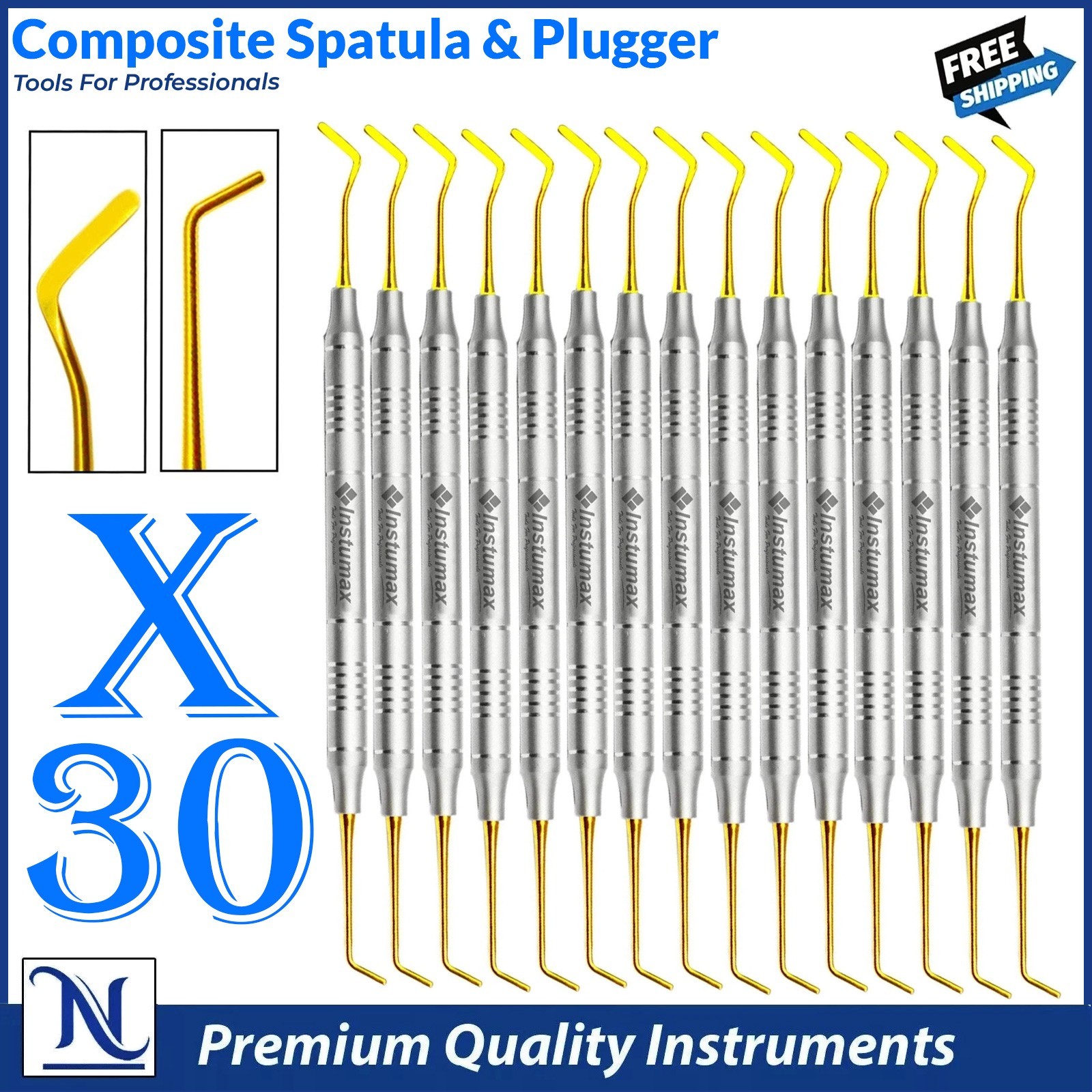Dental Composite Filling Instruments Spatula & Plugger Titanium Gold Tips Tools