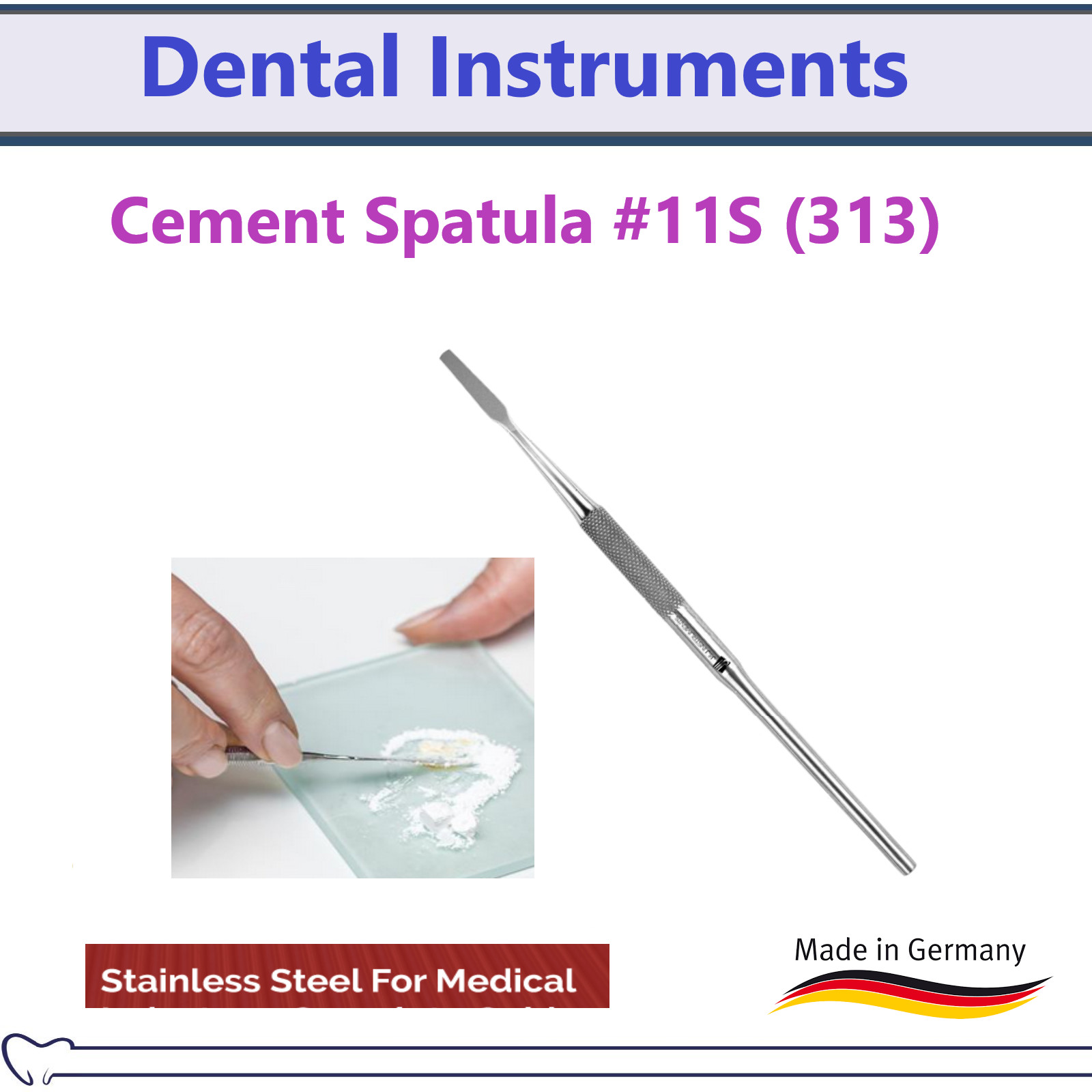 Dental Cement Spatula #11S (313) Mixing Lab Restorative Single Ended Instruments