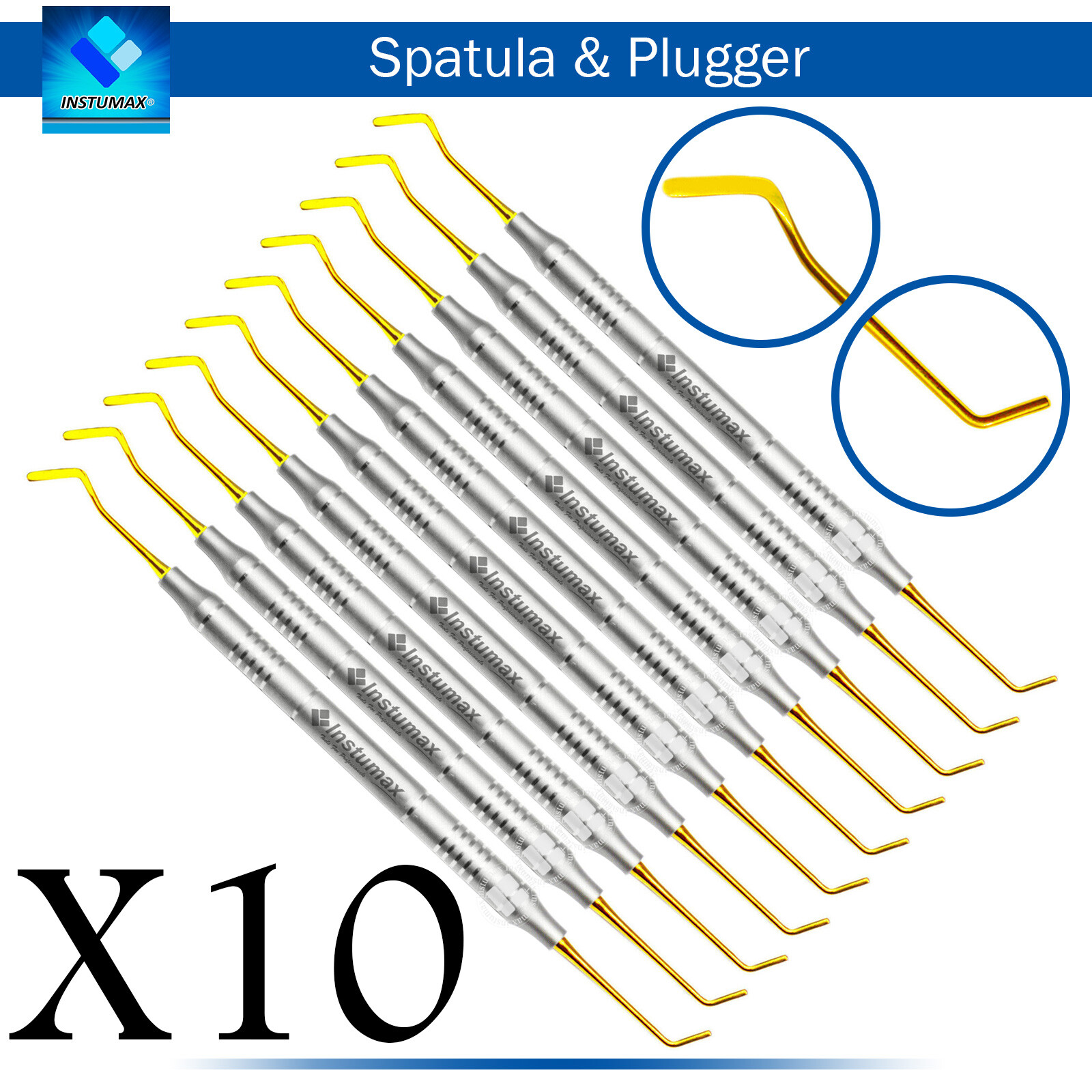Dental Composite Filling Instruments Spatula & Plugger Titanium Gold Tips