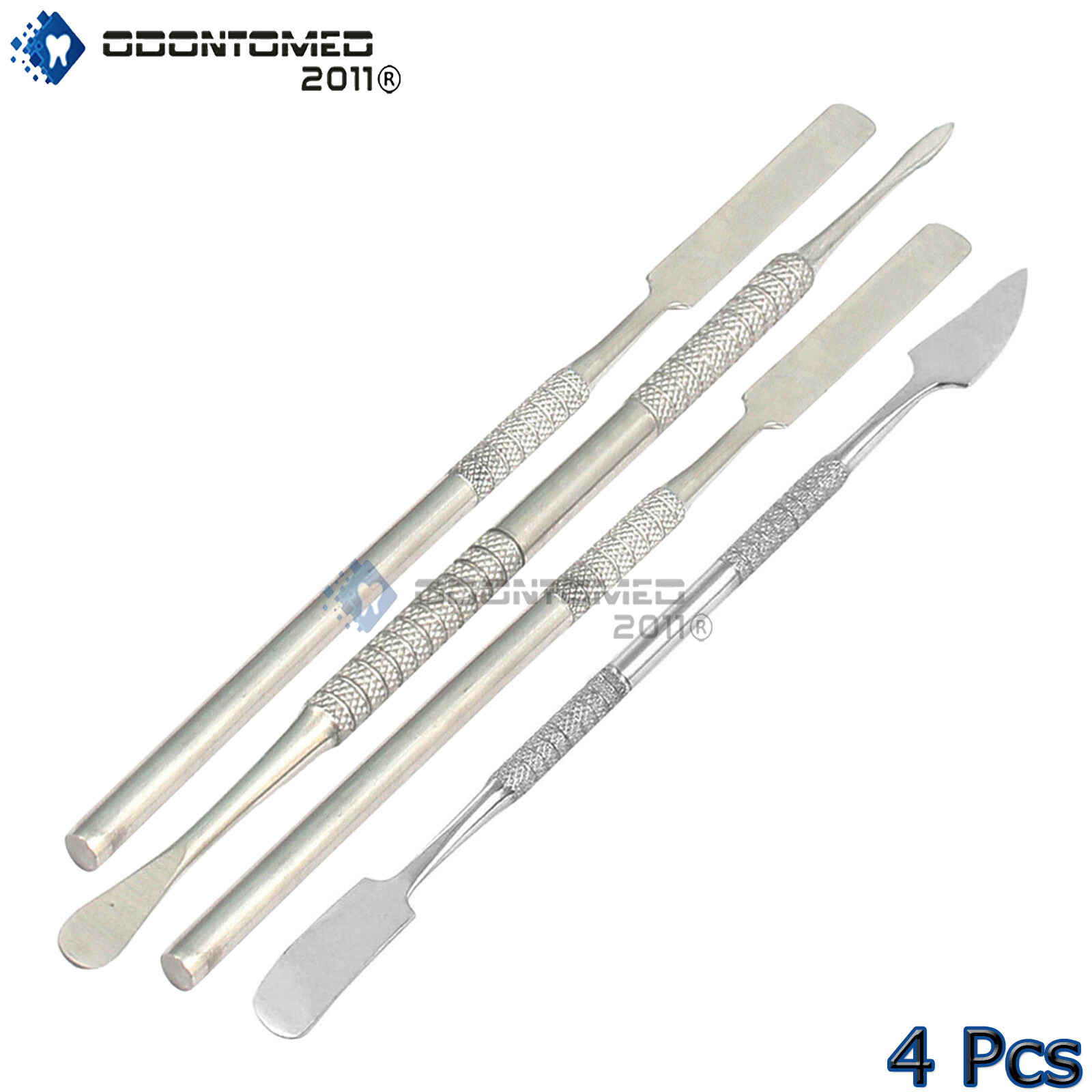 4 PC Stainless Steel Spatula Set Dental Picks Lab Tools Wax Carving
