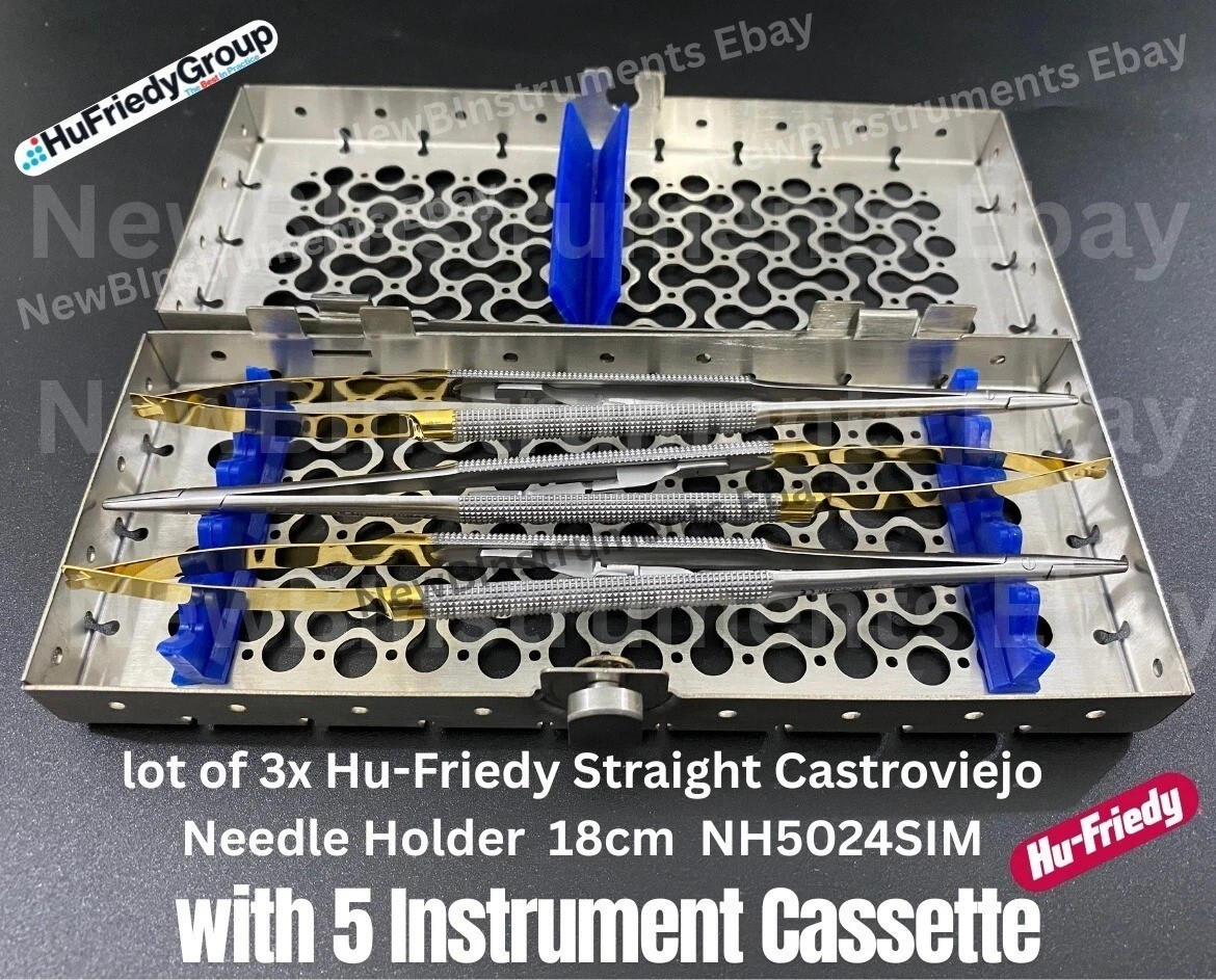 Hu-Friedy Lot of 3x Hu-Friedy Castroviejo NH5024SIM with Sterilization Cassette