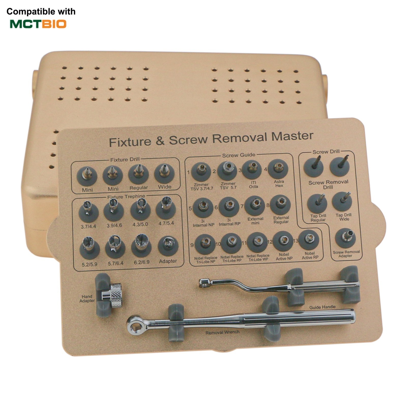 MCT Implant Fixture &Fractured Screw Removal Rescue FSRK 02 Universal-33Pcs/Kit