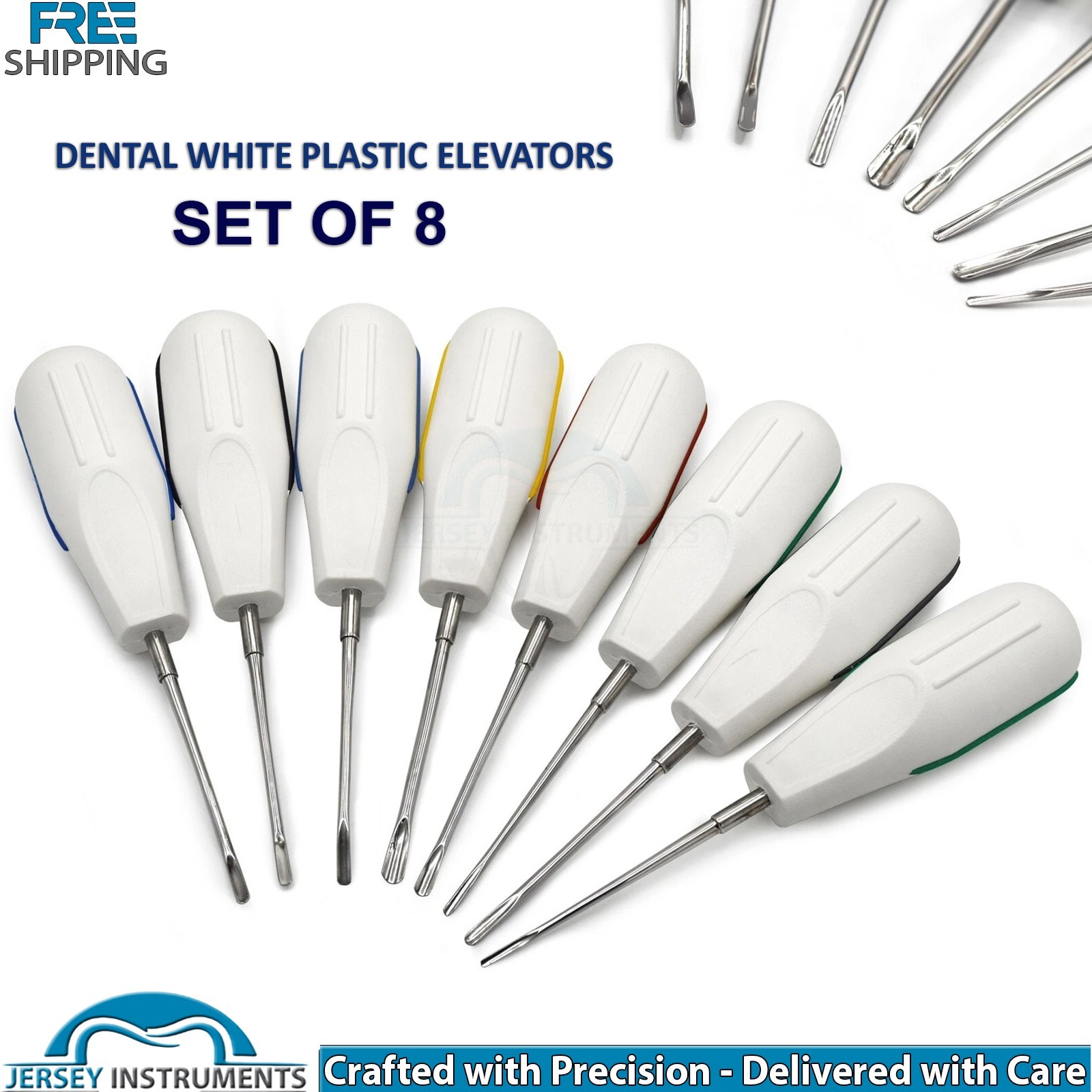 Set of 8 White Plastic Elevators Dental Surgical Surgery & Extraction Instrument