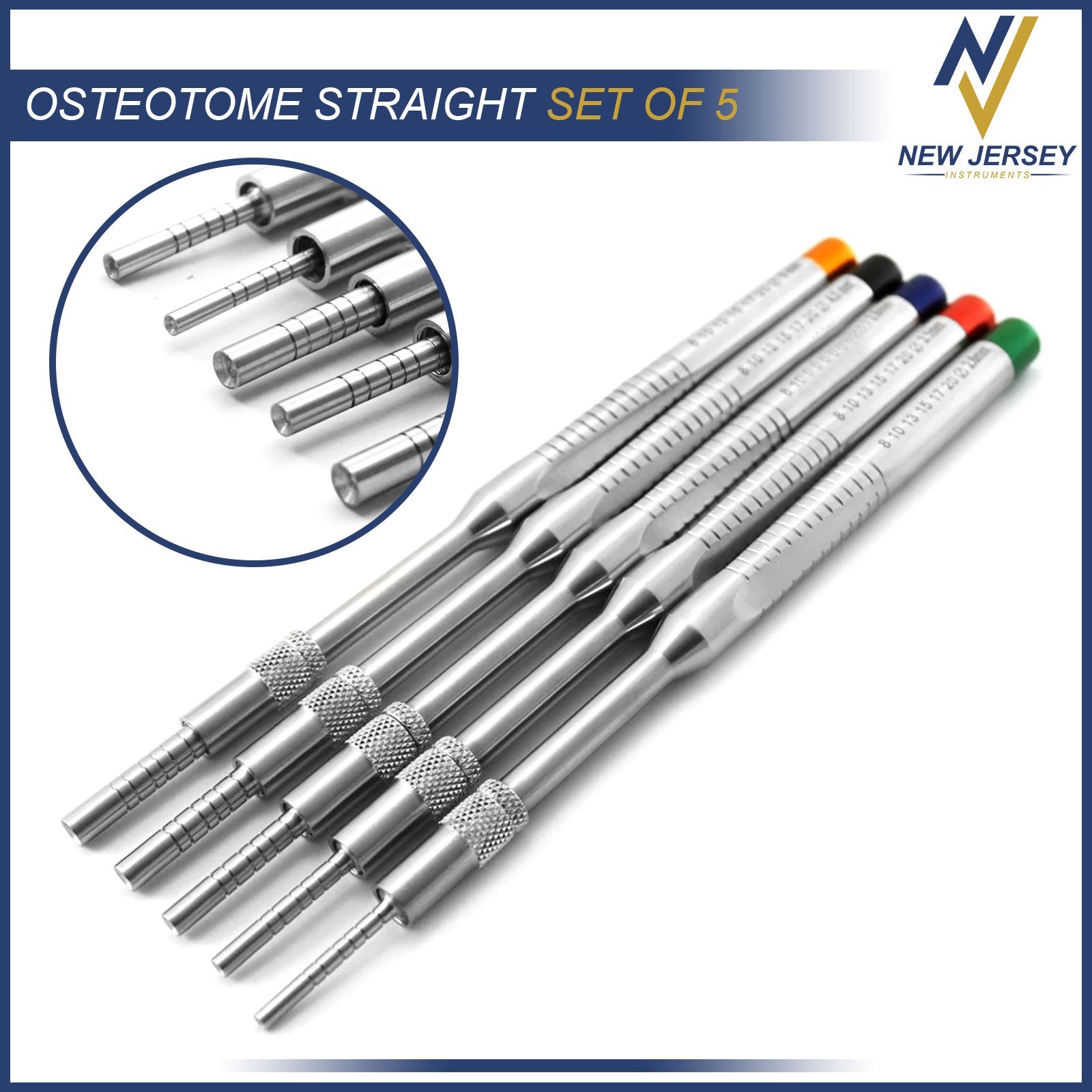 Dental Bone-Spreading Sinus Lift Osteotomes Concave Kit Offset Straight Mallet