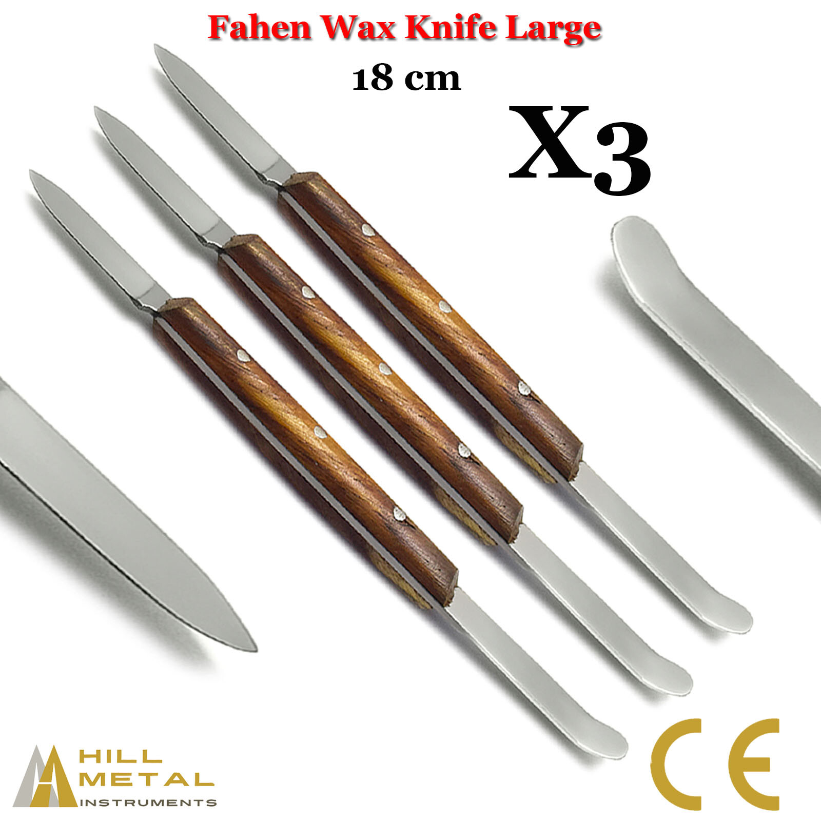 3X Dental Wax Knife Fahen Large 18cm Carving Modelling Placing Lab Technicians