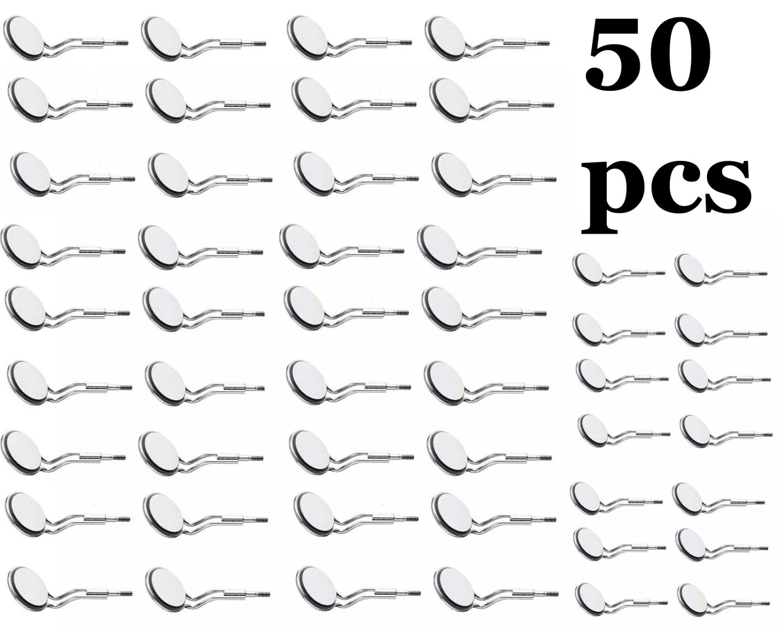 Dental Mouth Mirror Double Sided Front Surface & Handle # 5 Simple Stem 50 Pcs