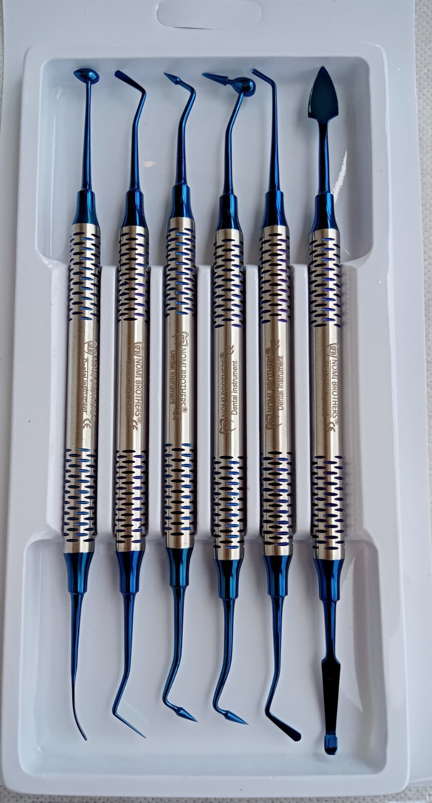 6 Pcs Dental Composite Filling Instrument Blue Titanium Coated Restorative Kit