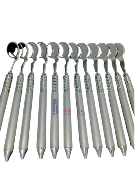 12 pcs Dental Rhodium Coated Mouth Mirror 5 w/ Handle Hu-Friedy (Compatible)