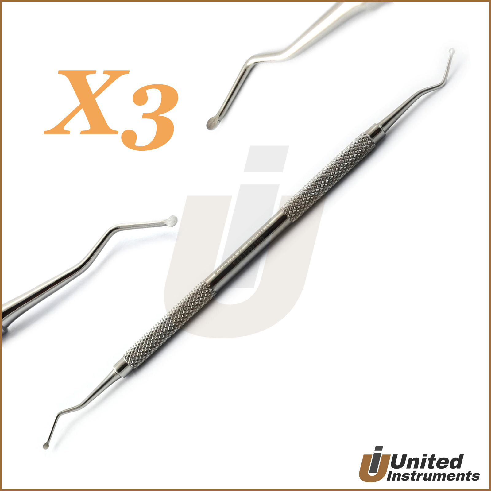 X3 Dentin Cavity Spoon Excavator 129/130 Double End Dental Carious Decay Removal