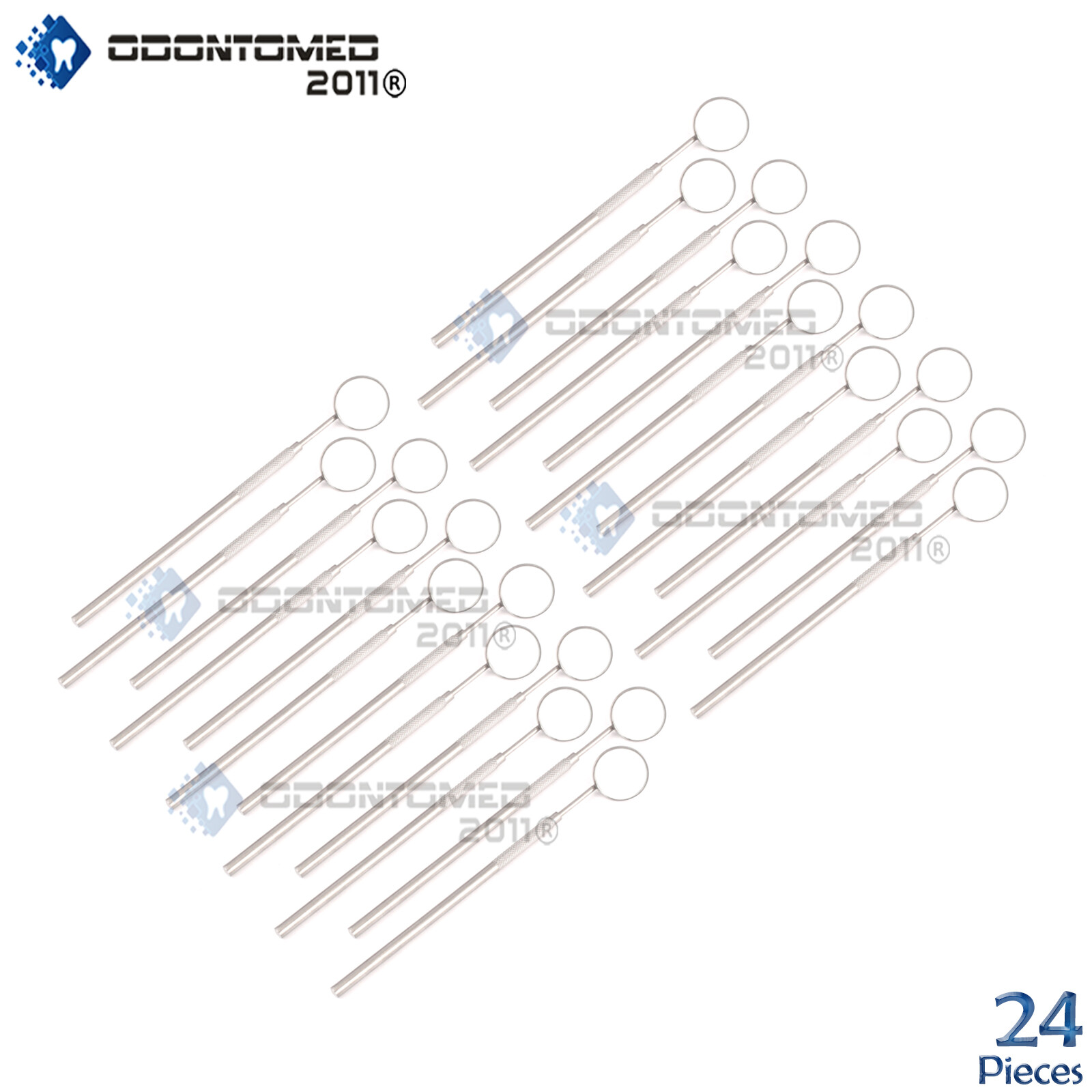 Set Of 24 Pcs Professional Dentists Dental Mouth Mirror #5 W/ Handle Instruments